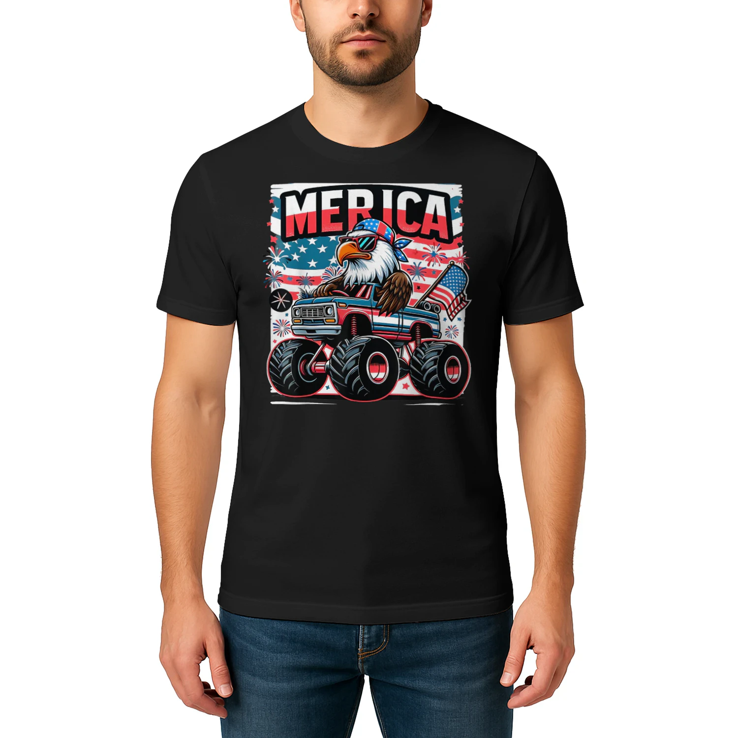 Merica 4th of July Shirts Boys Kids American Flag Eagle USA