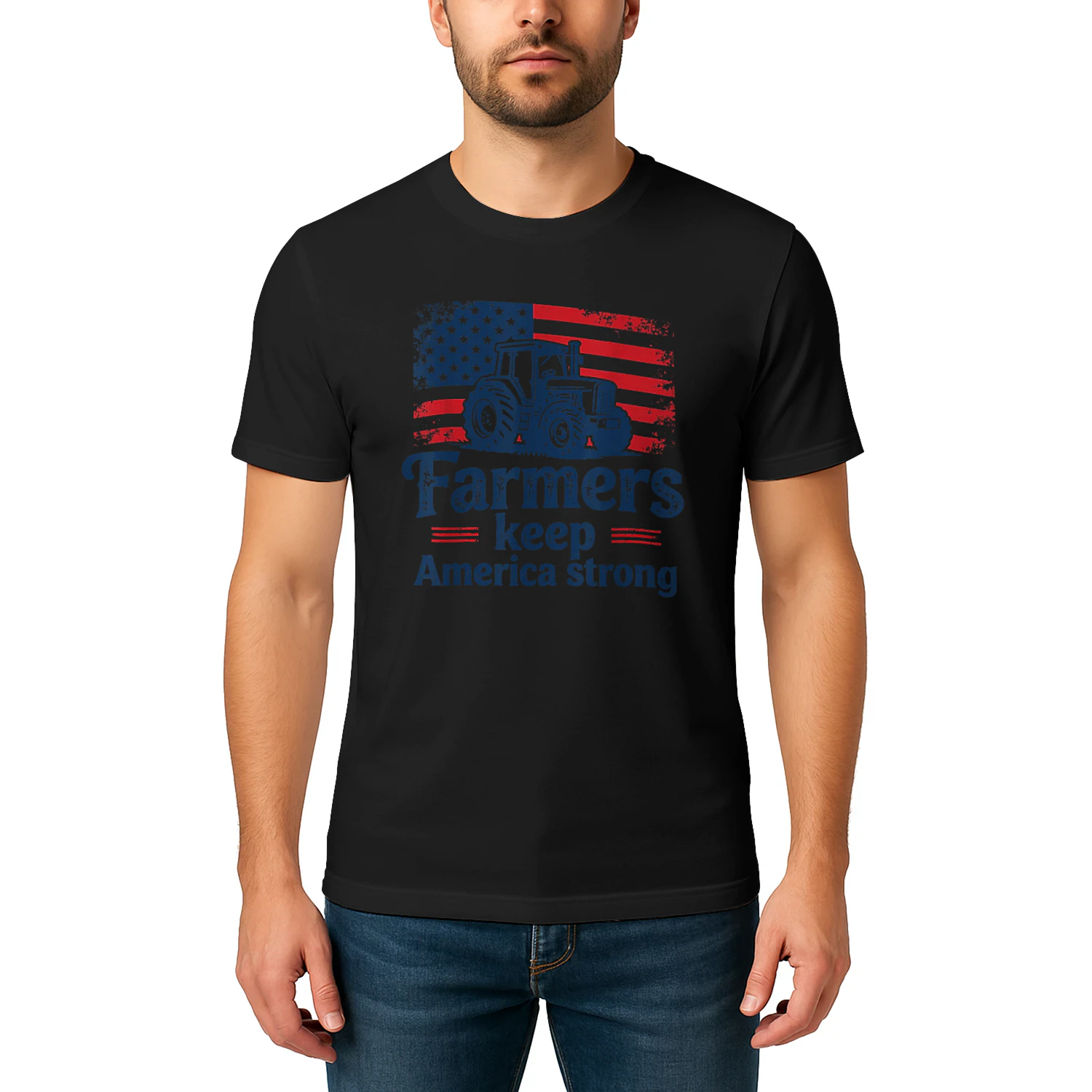 Patriotic American Farmer Tractor Farm Life USA Flag Farmer