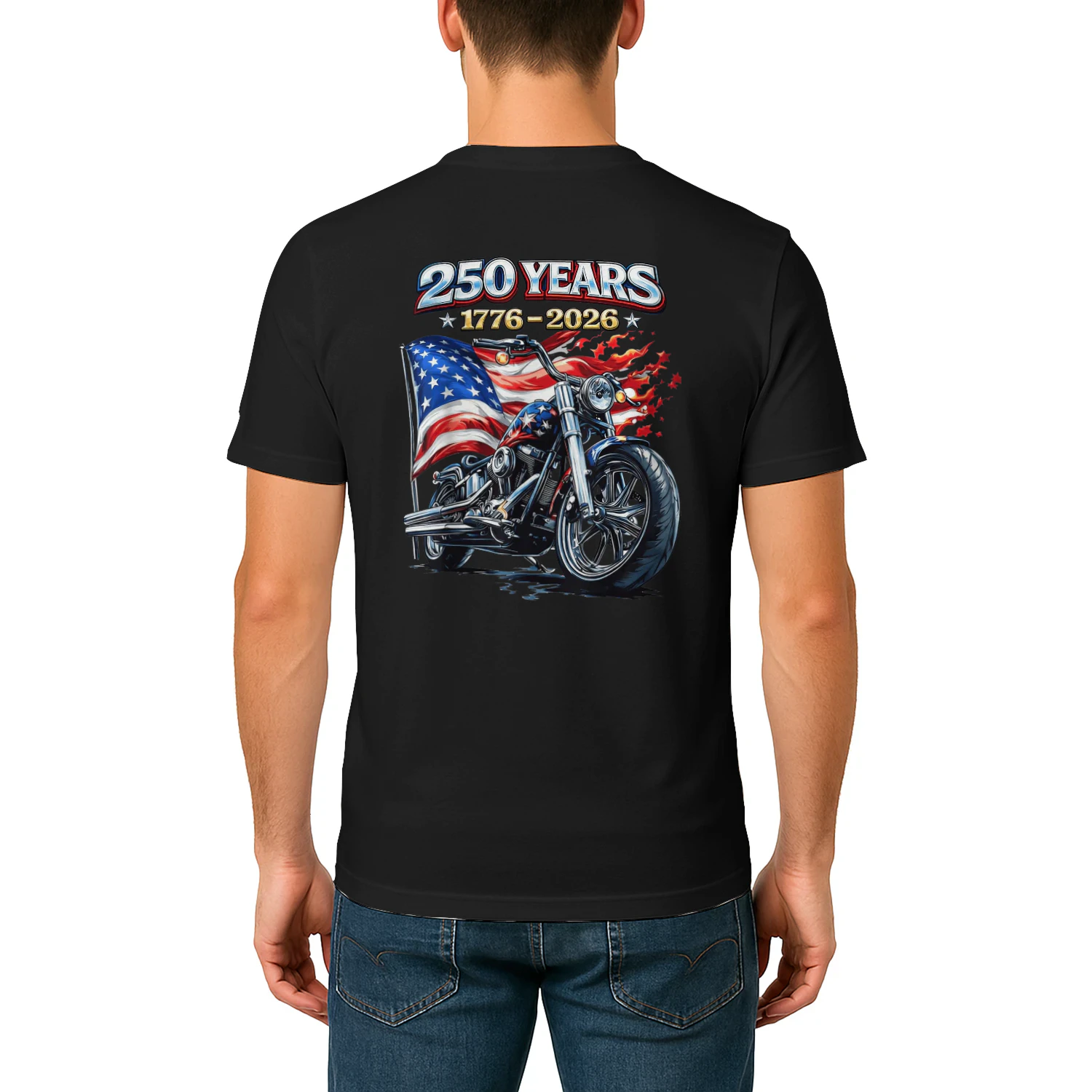 US Flag Motorcycle Biker 250 Years American Anniversary