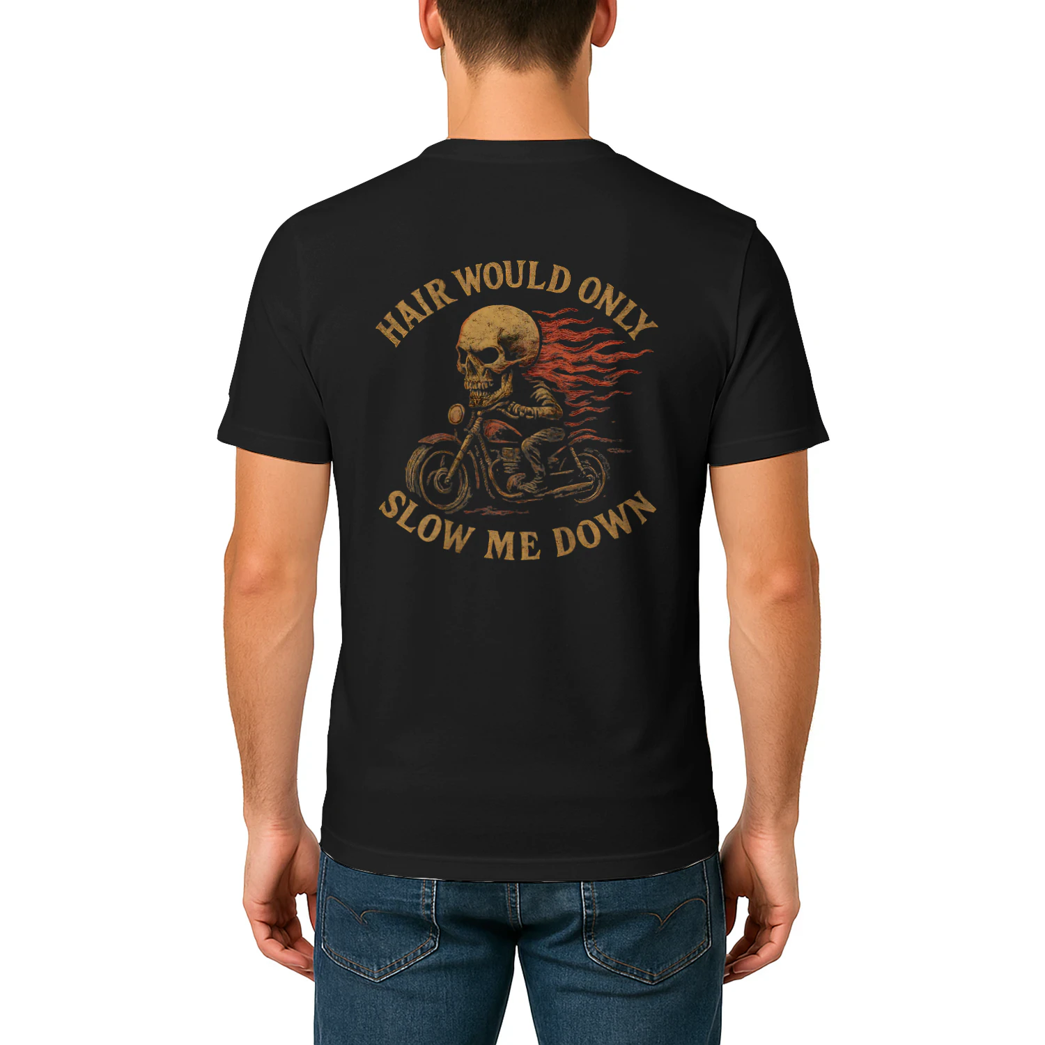Bald Biker Skull Motorcycle Rider Funny Graphic