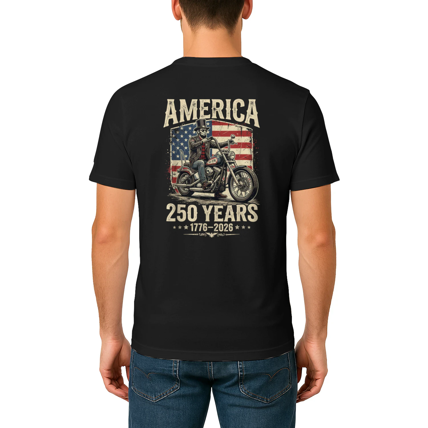 America 250 Years Freedom Abraham Lincoln Riding Motorcycle