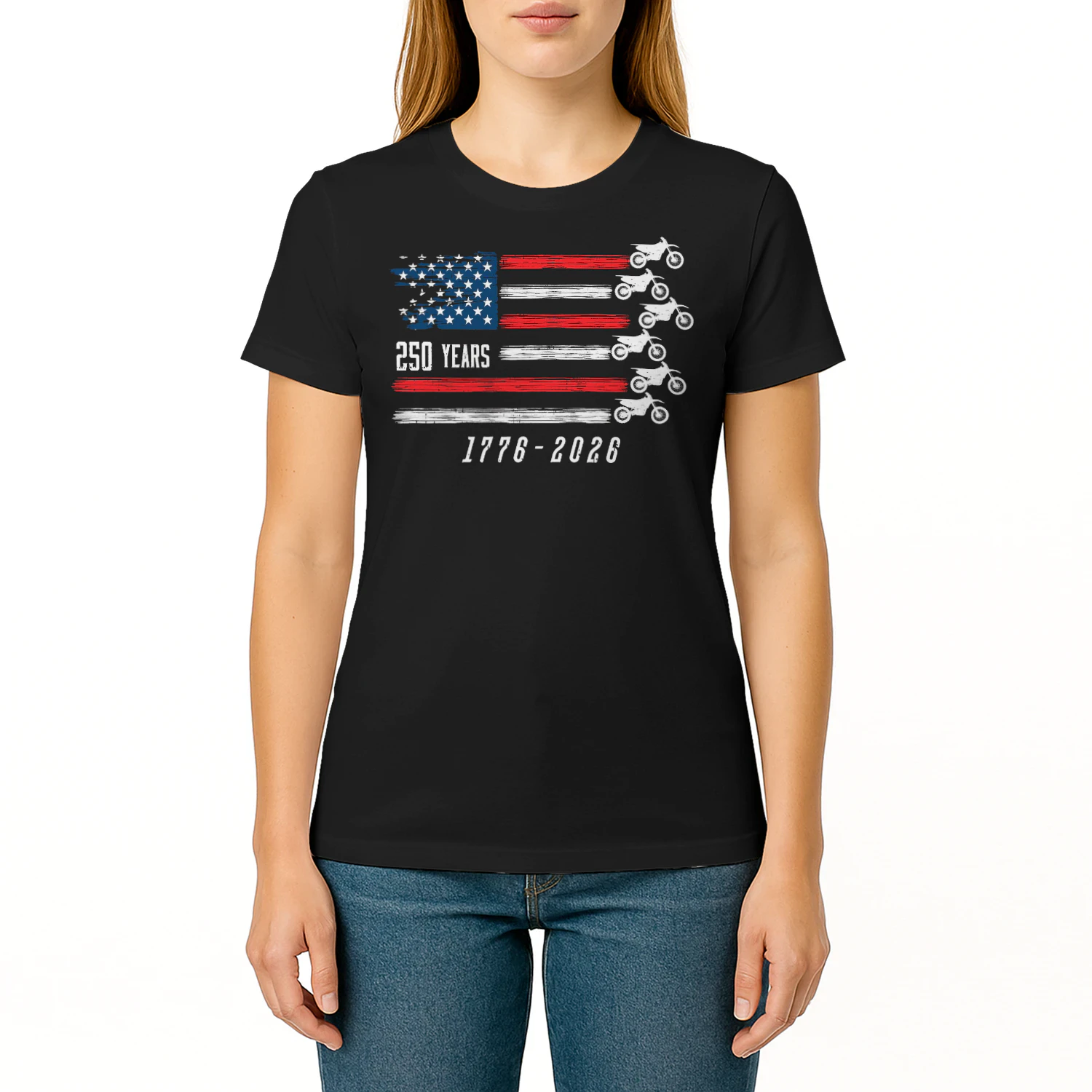 Dirt Bike Motocross America 250 Years Flag US