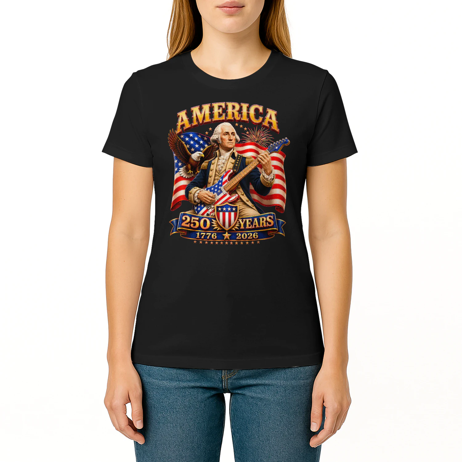 Vintage George Washington Playing Guitar 250 Years America