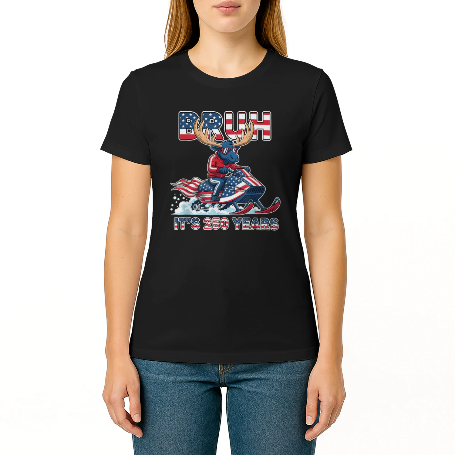 Bruh Moose Snowmobile 250 Years Patriotic Humor