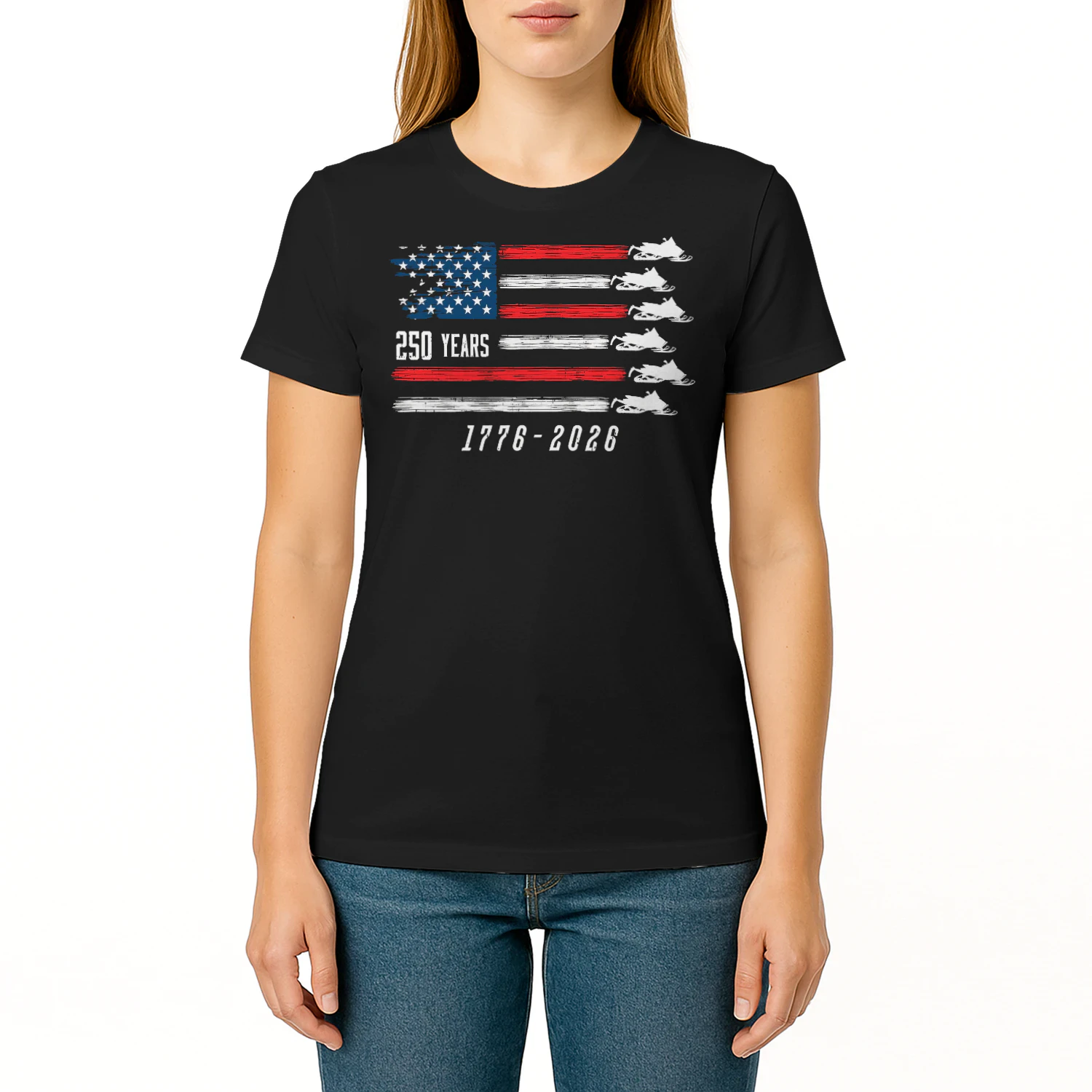 Snowmobile Sled US Flag 250 Years