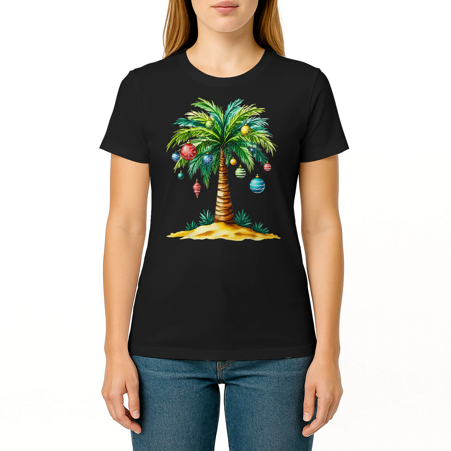 Tropical Christmas Hawaiian Santa Xmas Lights Palm Tree
