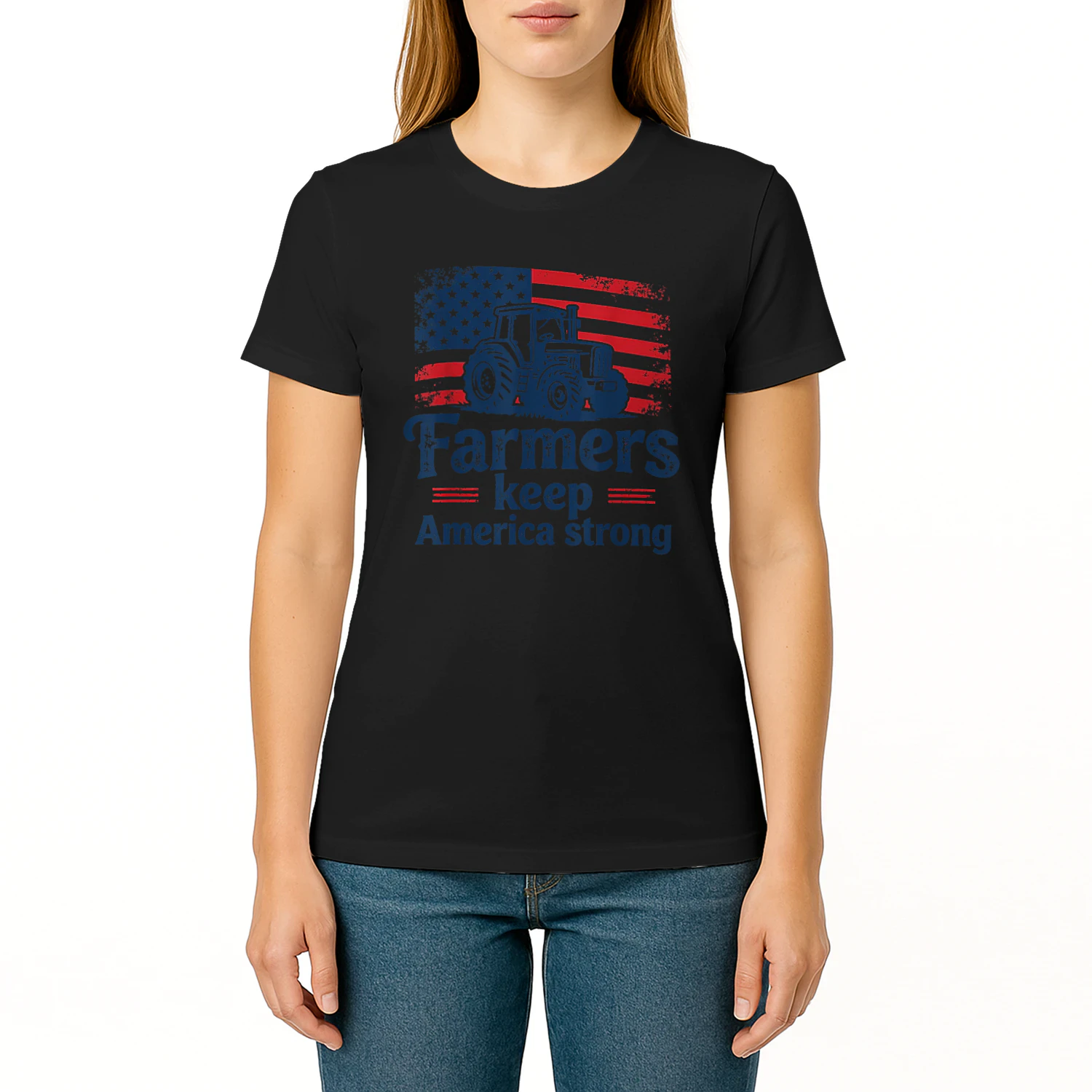 Patriotic American Farmer Tractor Farm Life USA Flag Farmer