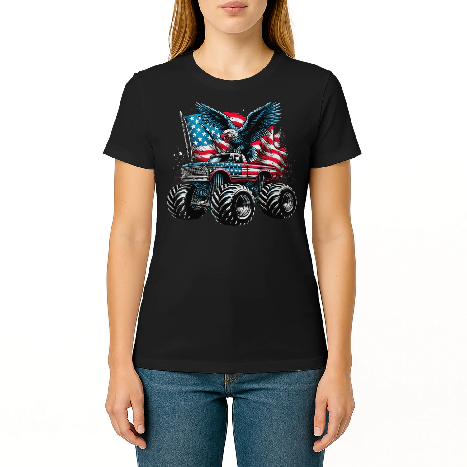 Monster Truck Bald Eagle 4th of July Boys American Flag