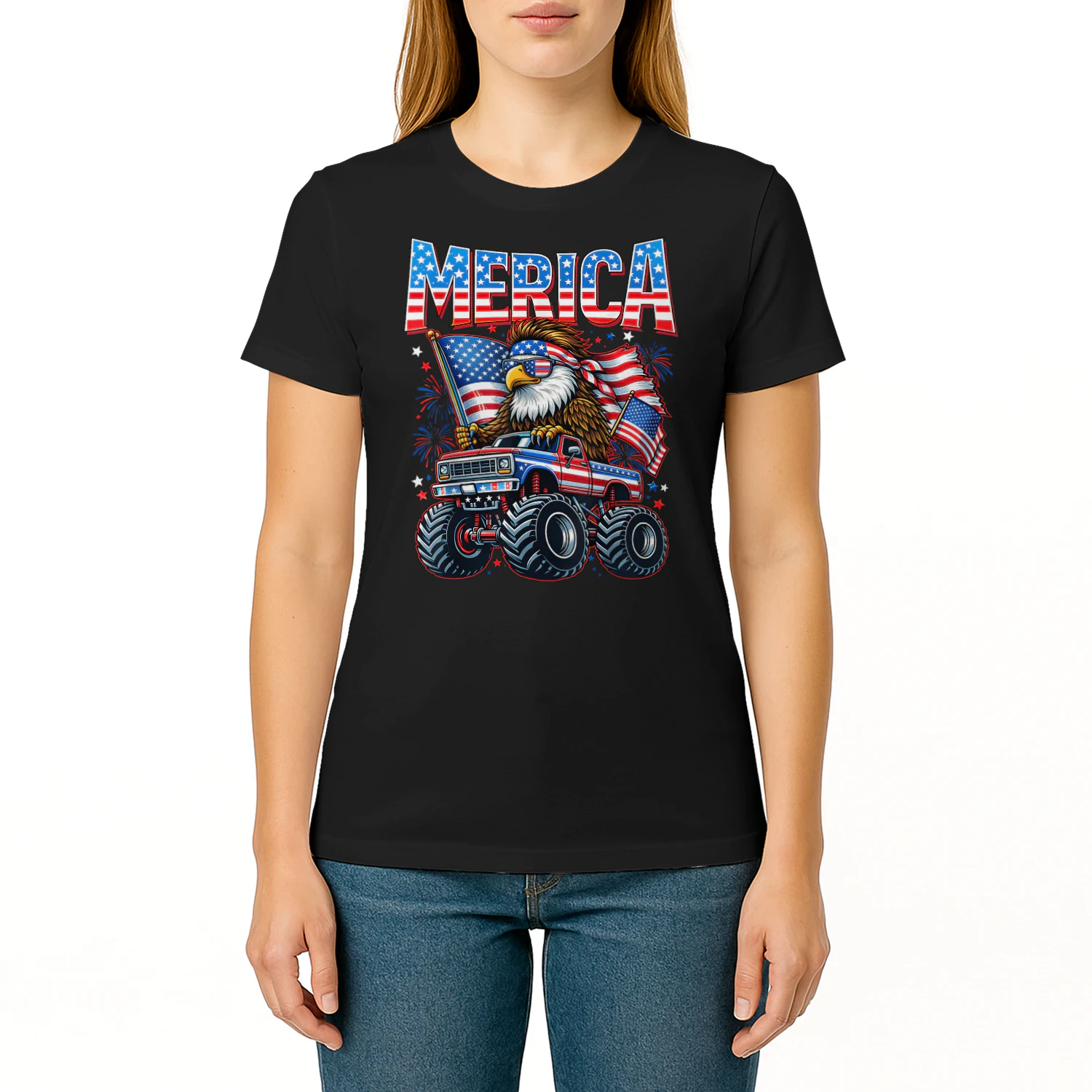 4th of July Merica Eagle Monster Truck Patriotic Men Boy Kid