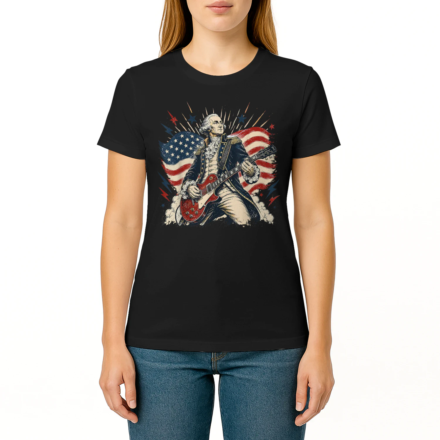 George Washington Playing Guitar 4th July 250th Anniversary