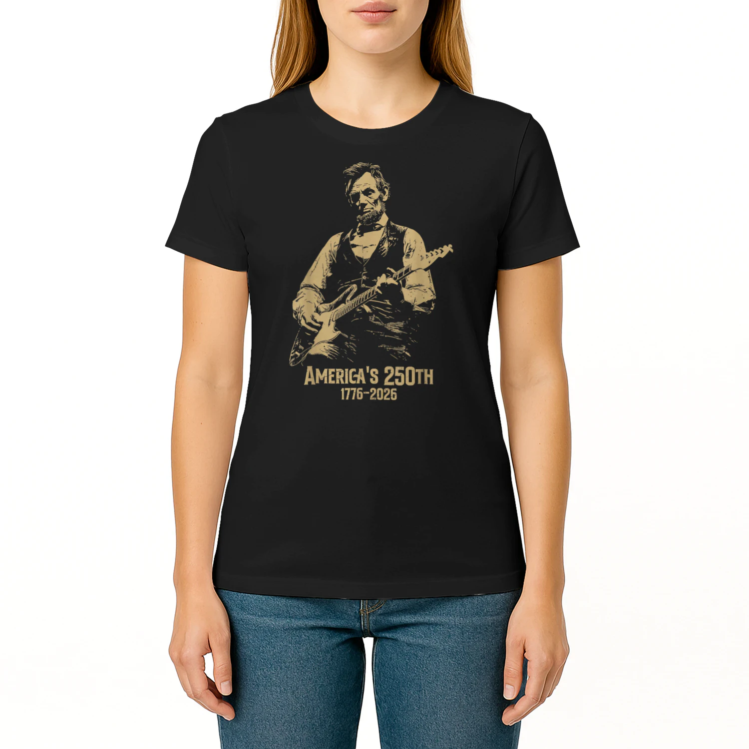 America's 250th Abraham Lincoln Playing Guitar Retro Vintage