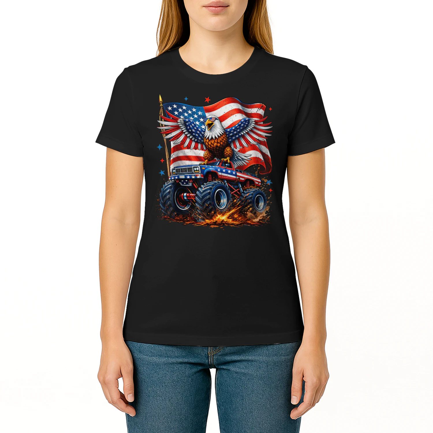 Monster Truck Eagle USA American Flag 4th of July Men Boys