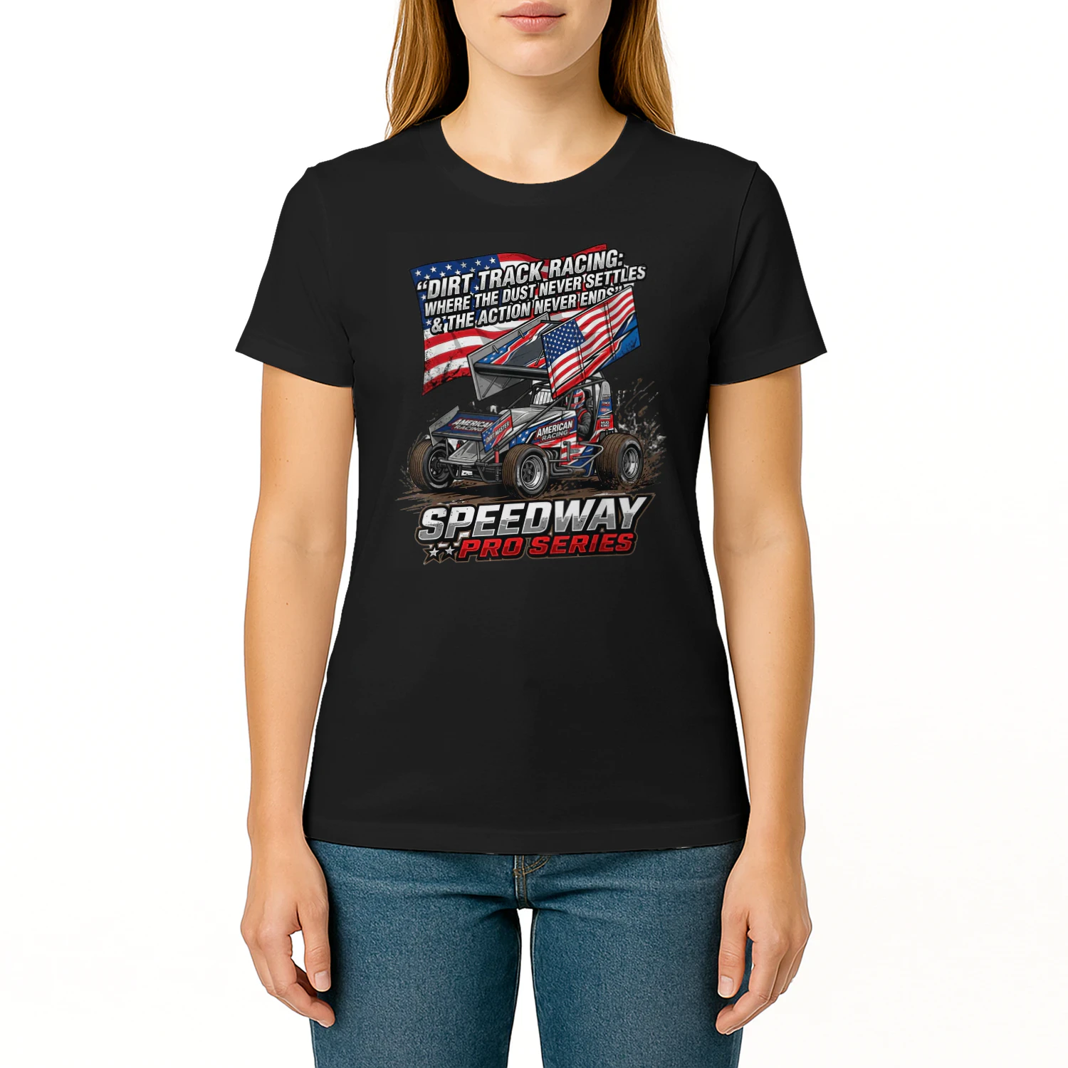Sprint Car Dirt Track Racing Quote American Flag