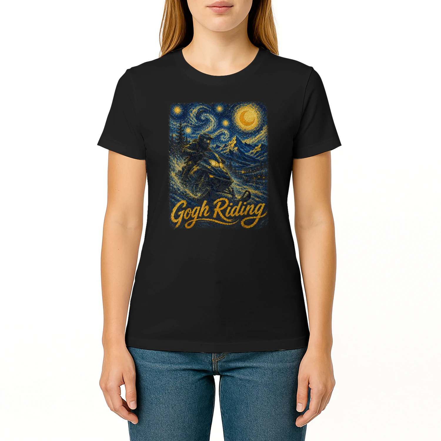 Snowmobile Gogh Riding Van Gogh Winter Art