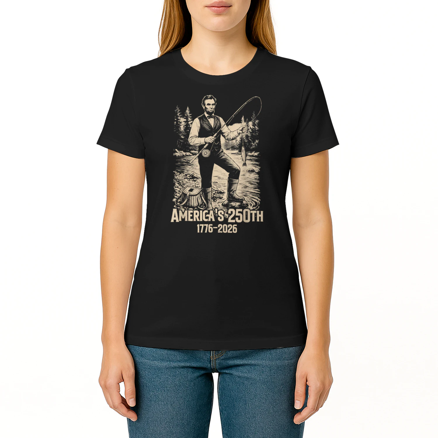 Abraham Lincoln Fishing Funny Retro Vintage Fisherman Meme