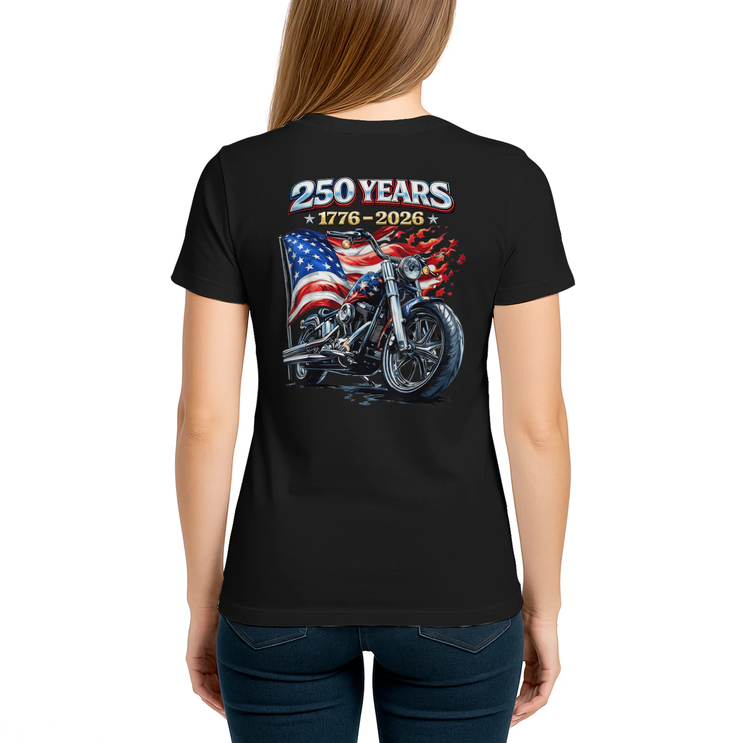 US Flag Motorcycle Biker 250 Years American Anniversary