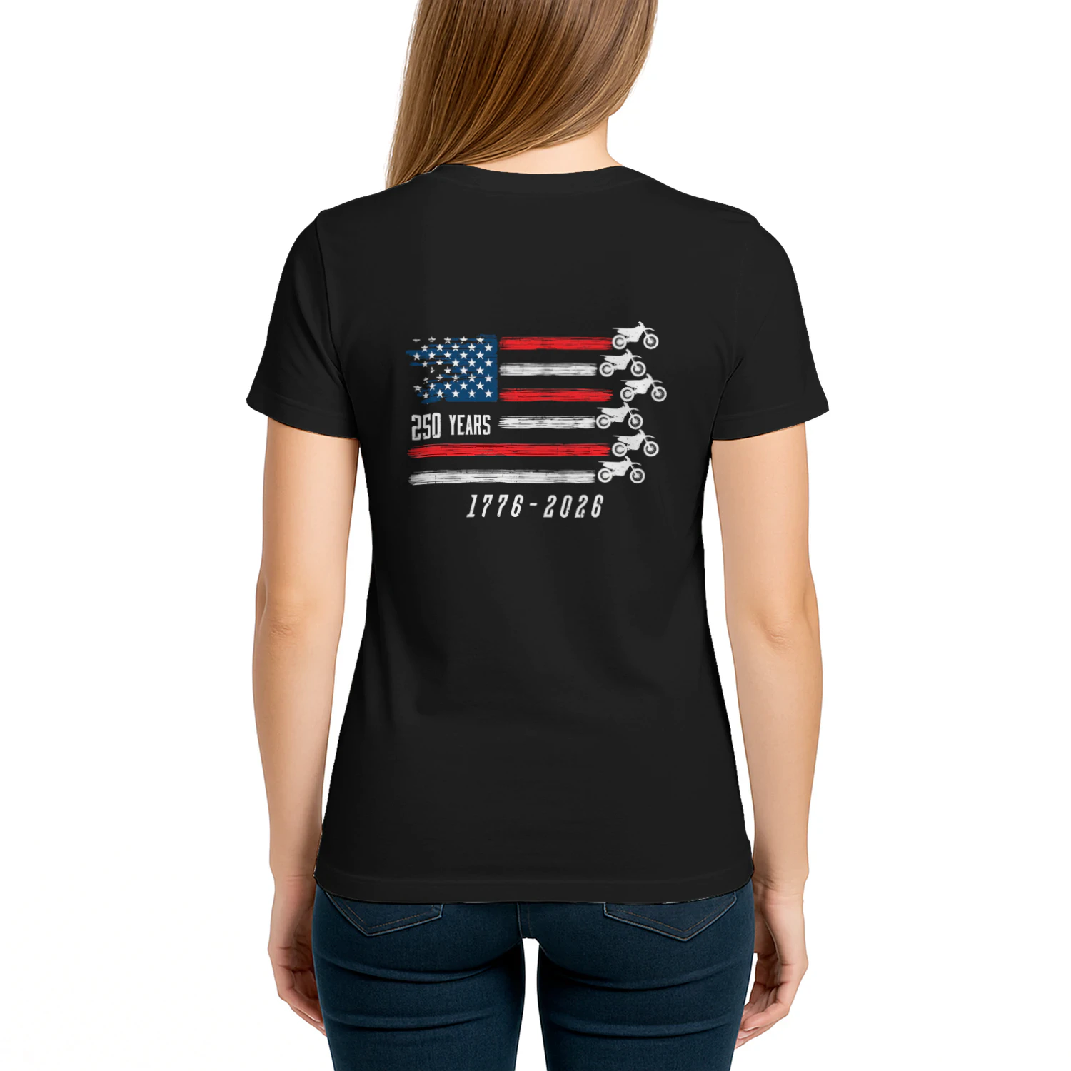 Dirt Bike Motocross America 250 Years Flag US