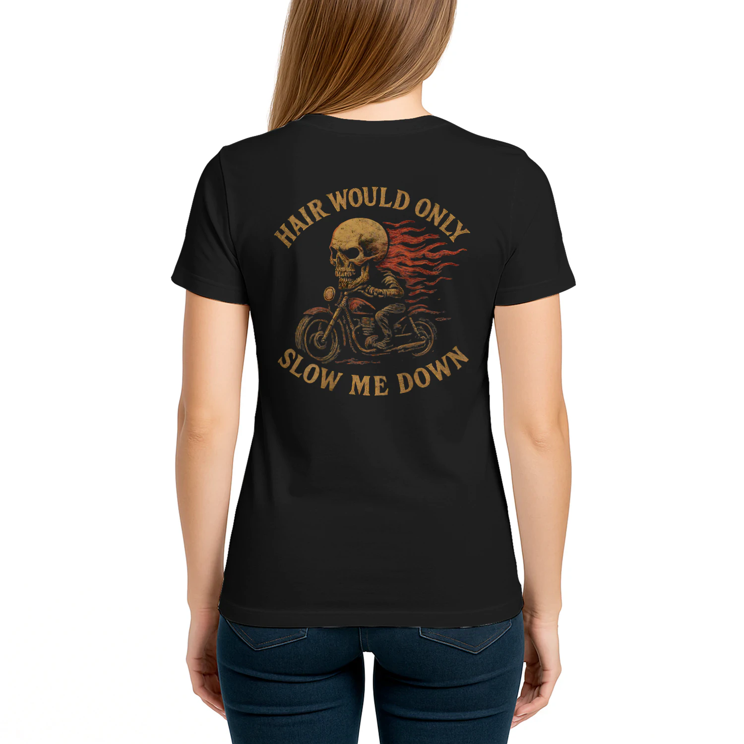 Bald Biker Skull Motorcycle Rider Funny Graphic