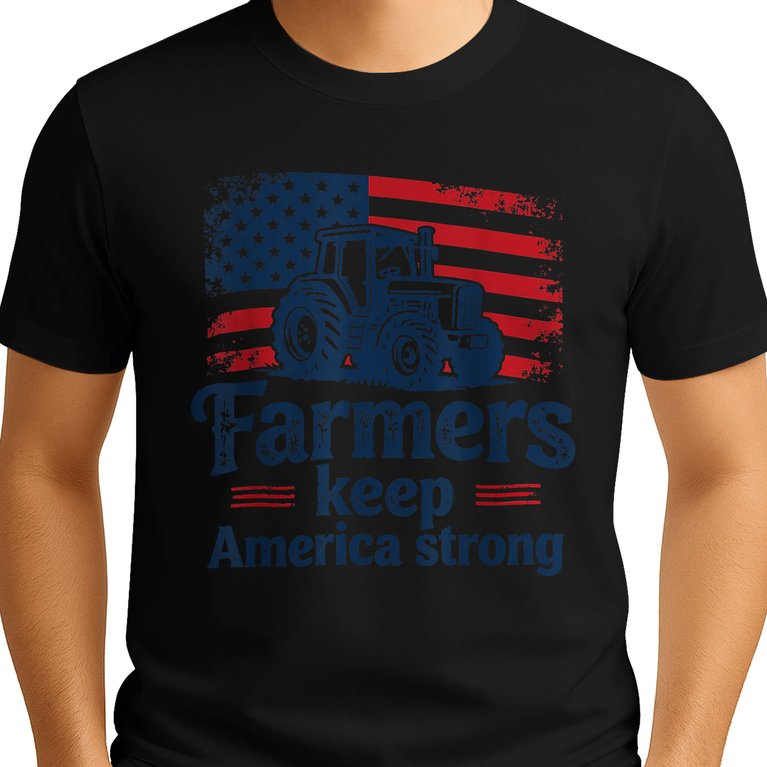 Patriotic American Farmer Tractor Farm Life USA Flag Farmer