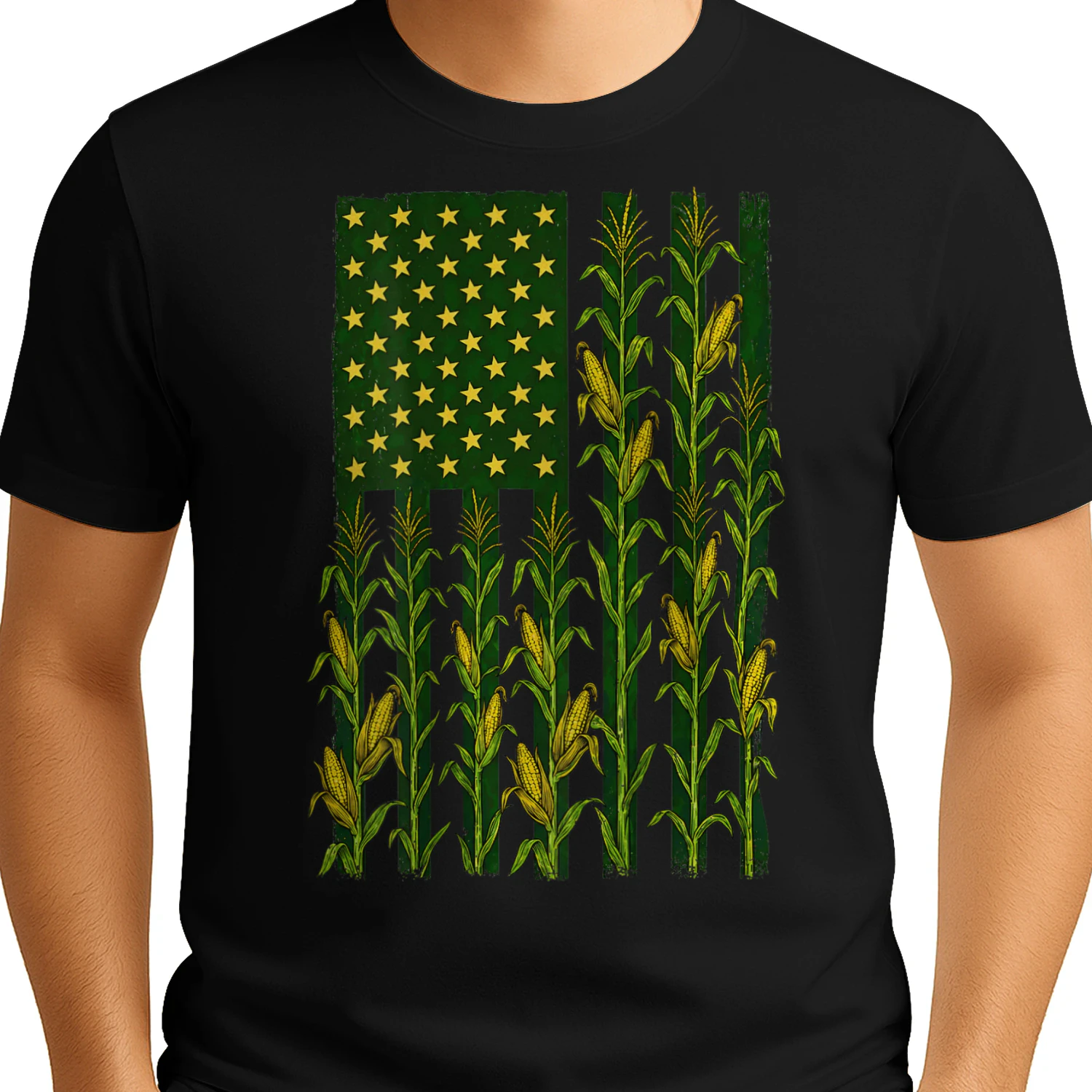 Back Vintage Corn American Flag Patriotic Farmer