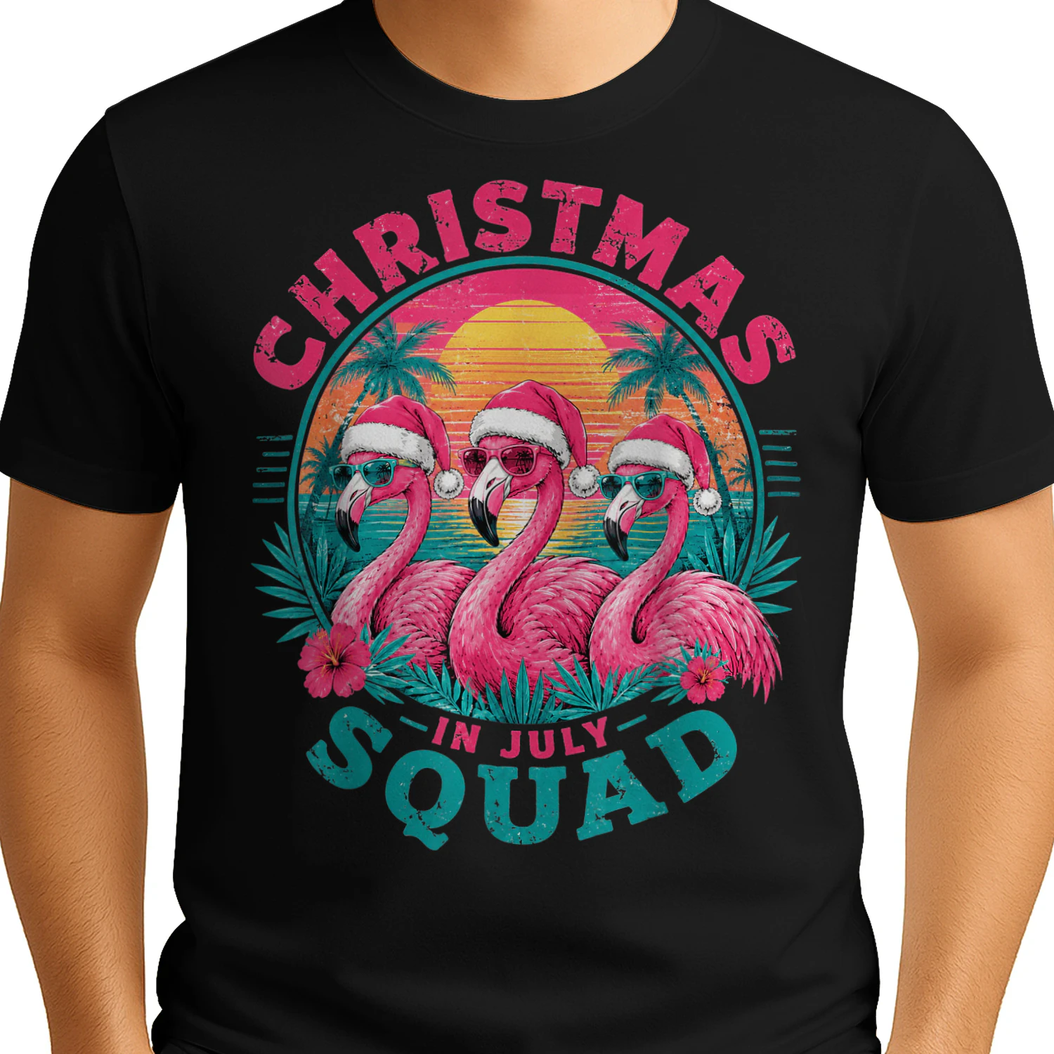 Christmas in July Flamingo Squad Beach Sunset