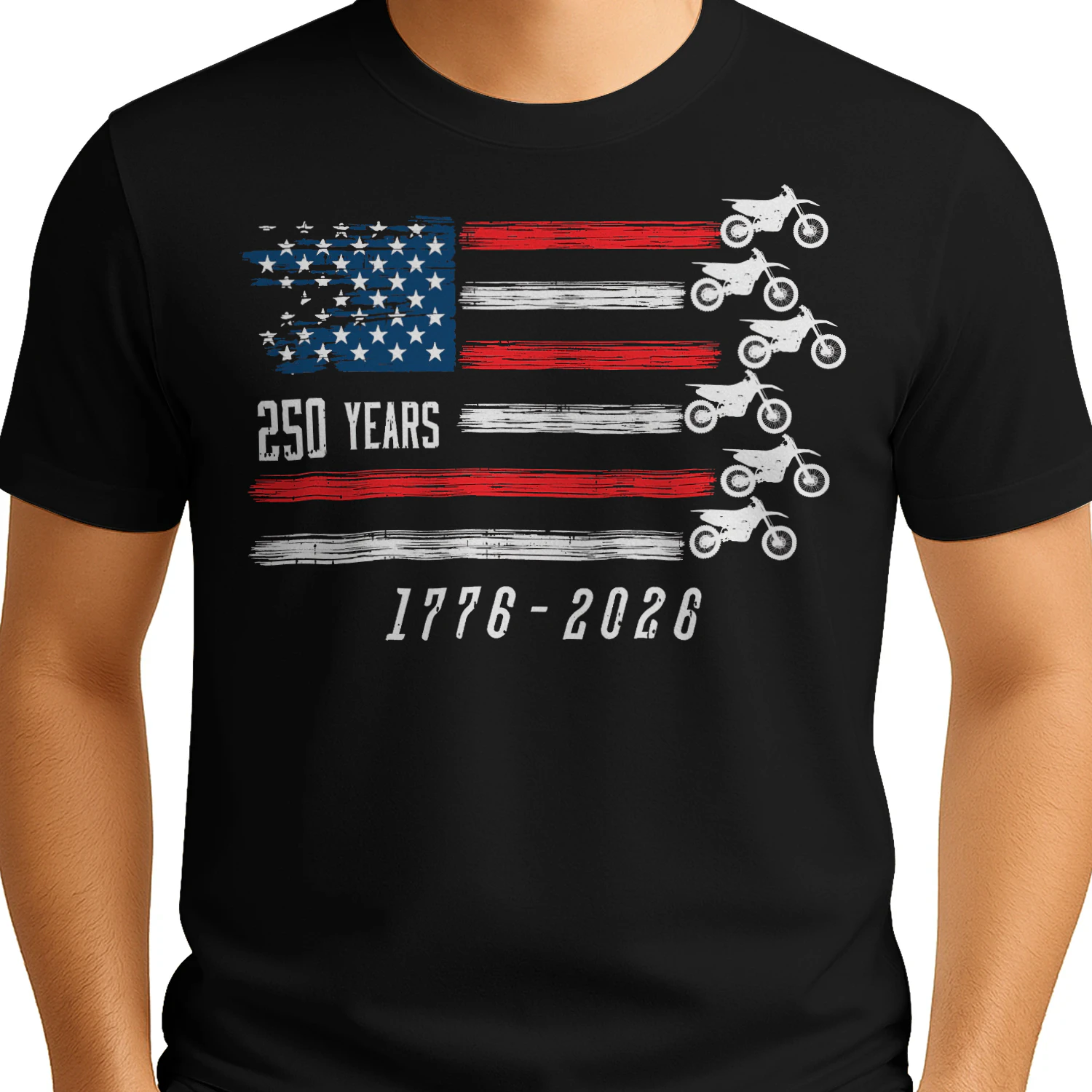 Dirt Bike Motocross America 250 Years Flag US