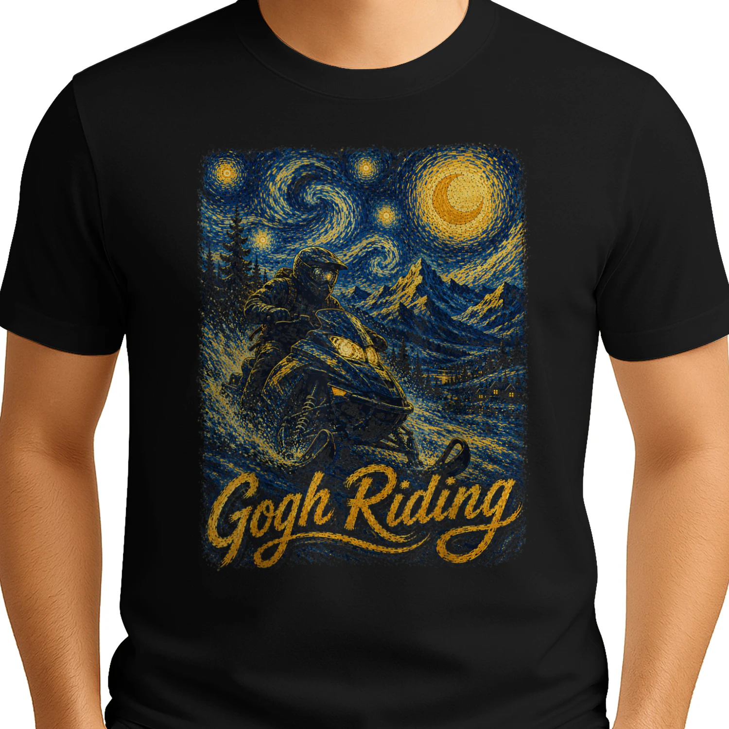 Snowmobile Gogh Riding Van Gogh Winter Art