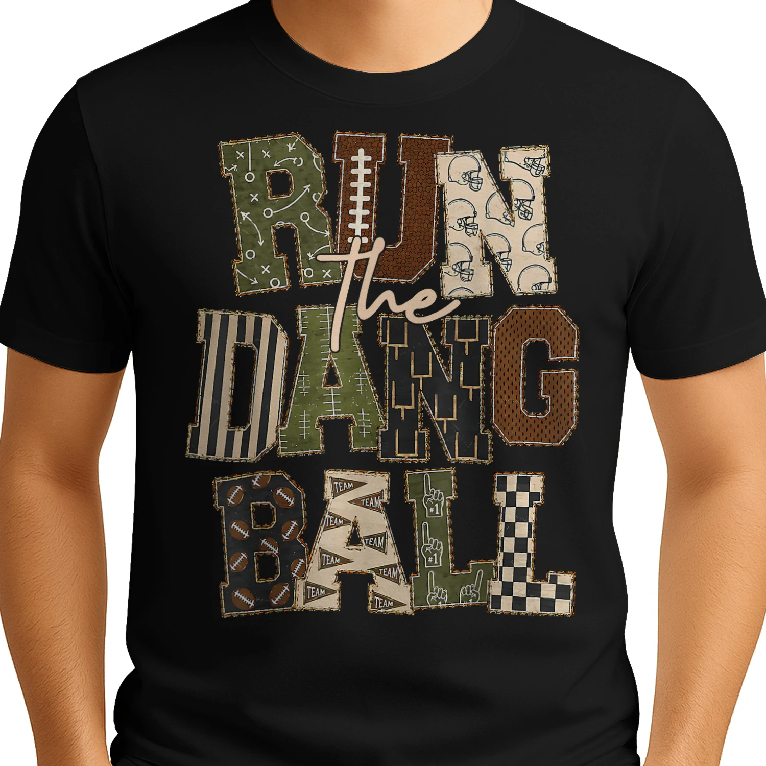 Vintage Patchwork Run The Dang Ball Football Mom