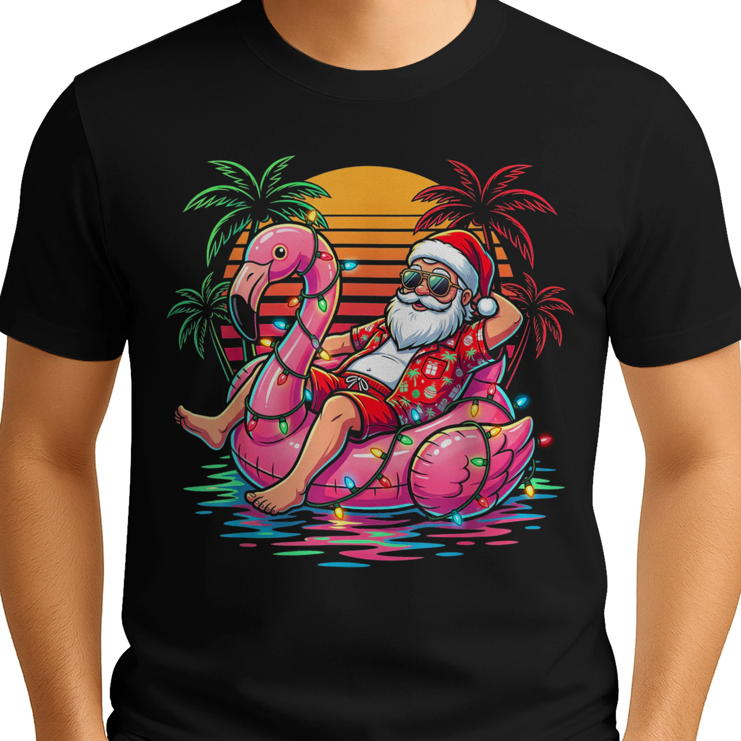 Christmas in July Santa Flamingo Float Summer