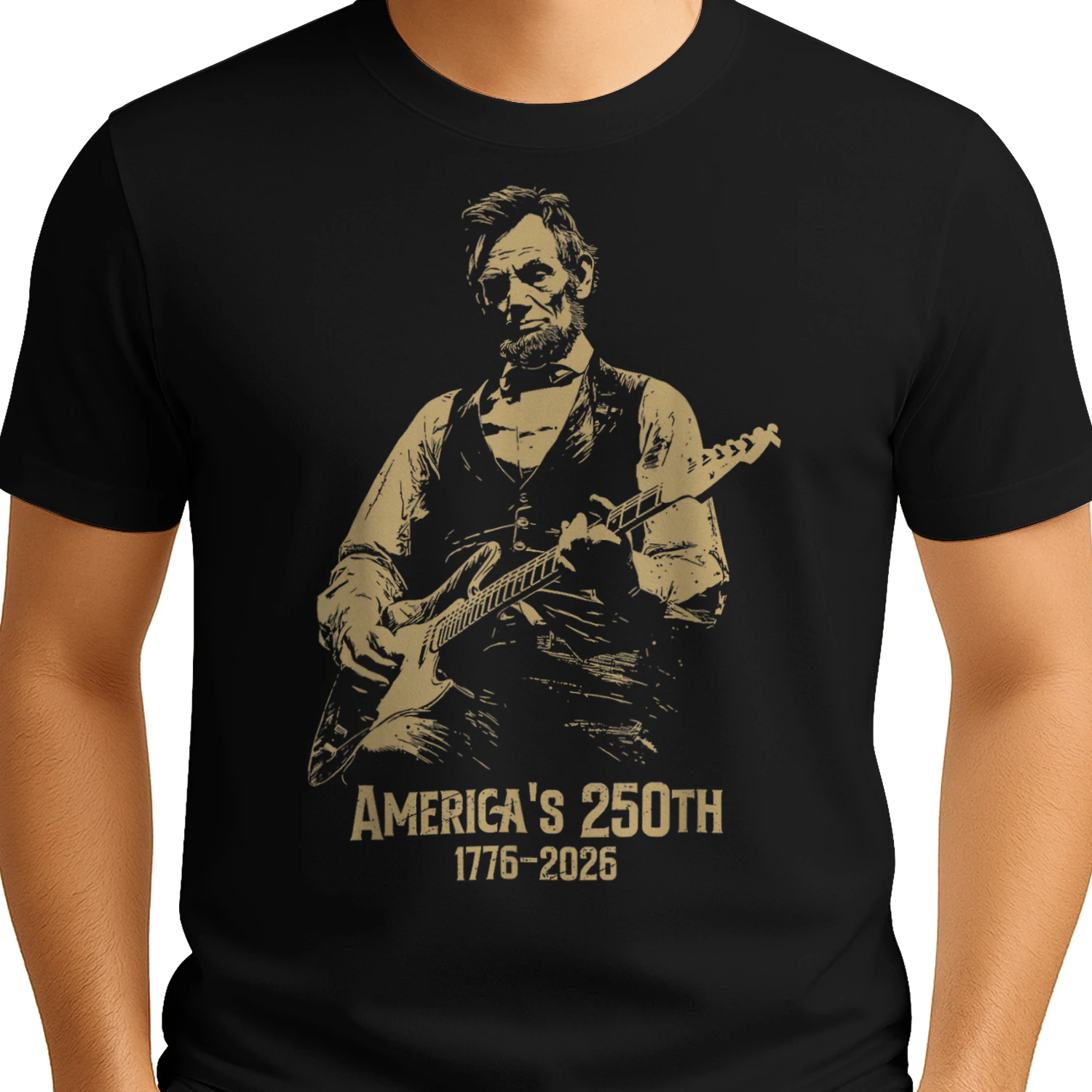 America's 250th Abraham Lincoln Playing Guitar Retro Vintage