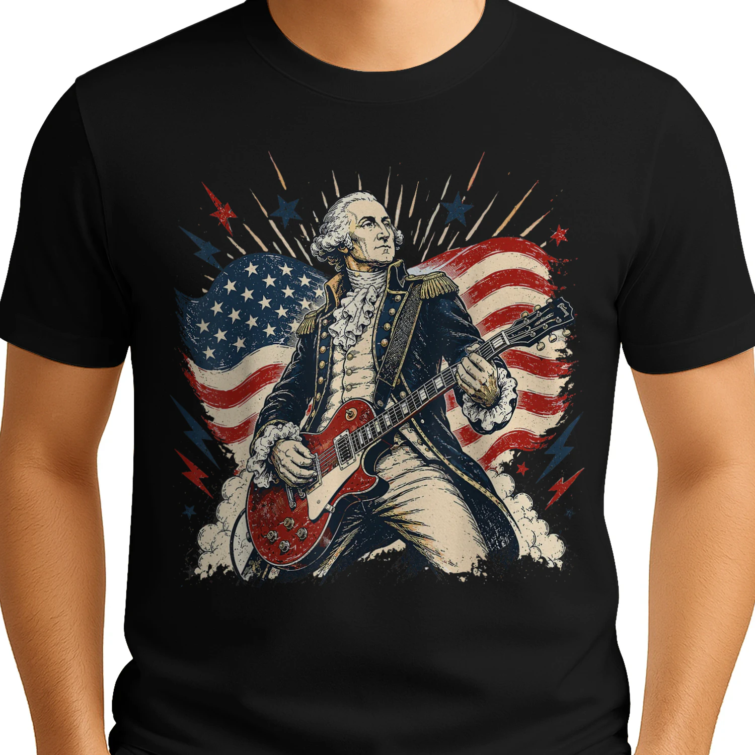 George Washington Playing Guitar 4th July 250th Anniversary