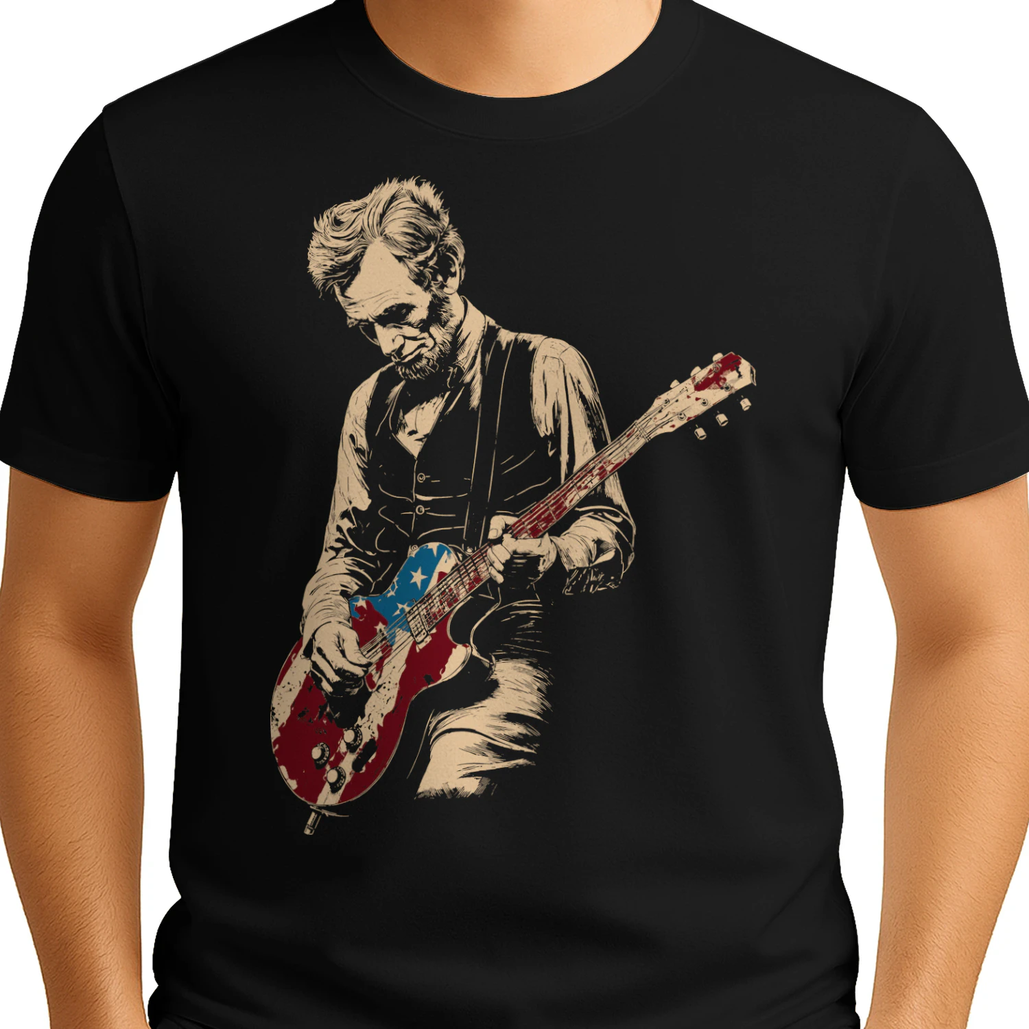 Funny Abe Lincoln Guitar Shirt Abraham Lincoln Vintage