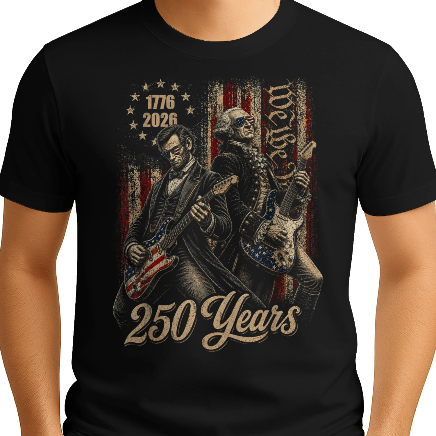 Abe George Washington Playing Guitar 250 Years America