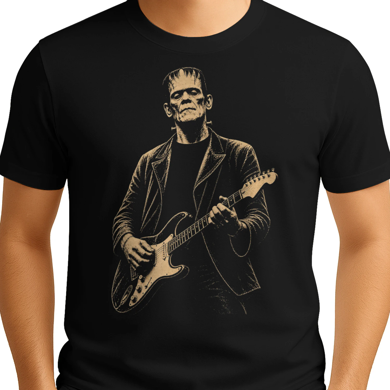 Vintage Frankenstein Playing Guitar Halloween
