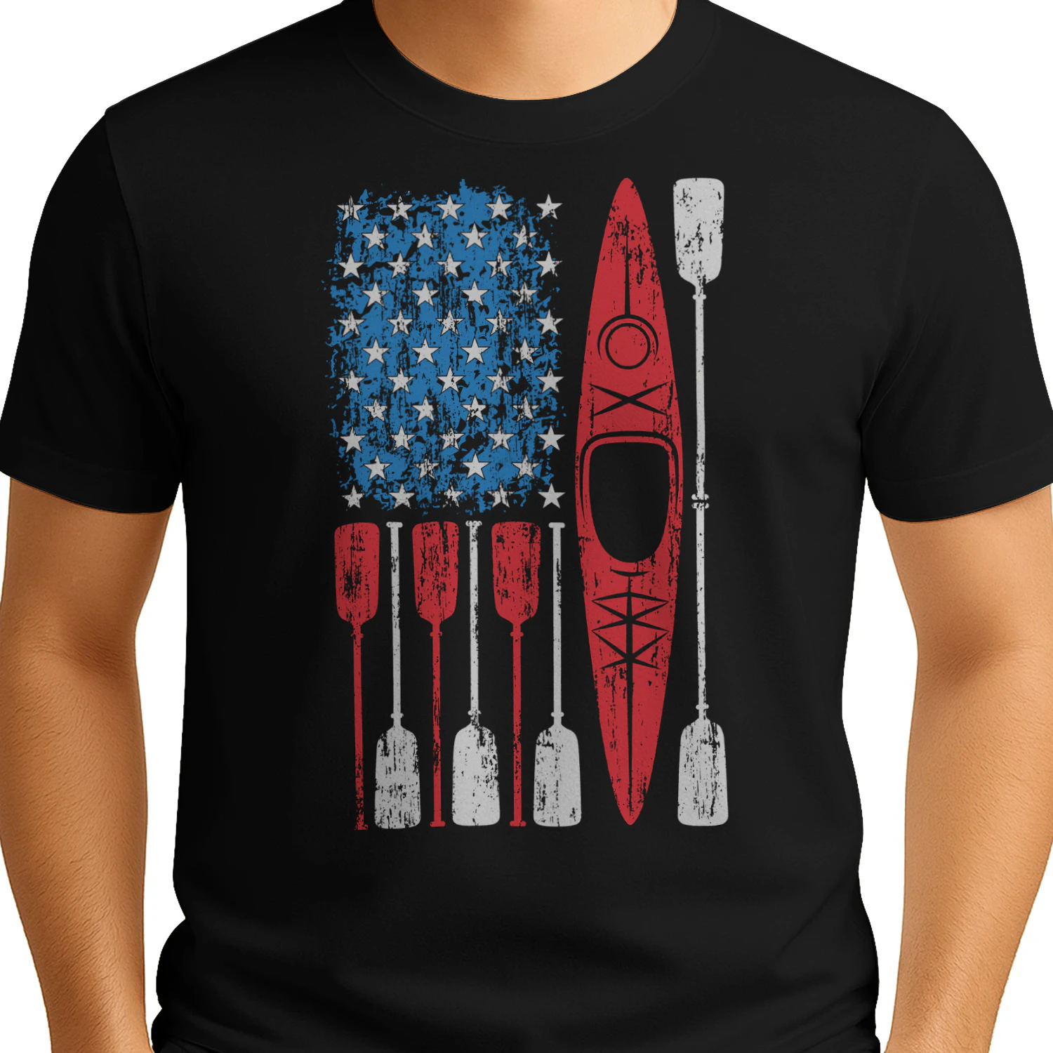 Kayak Kayaking US Flag Paddle