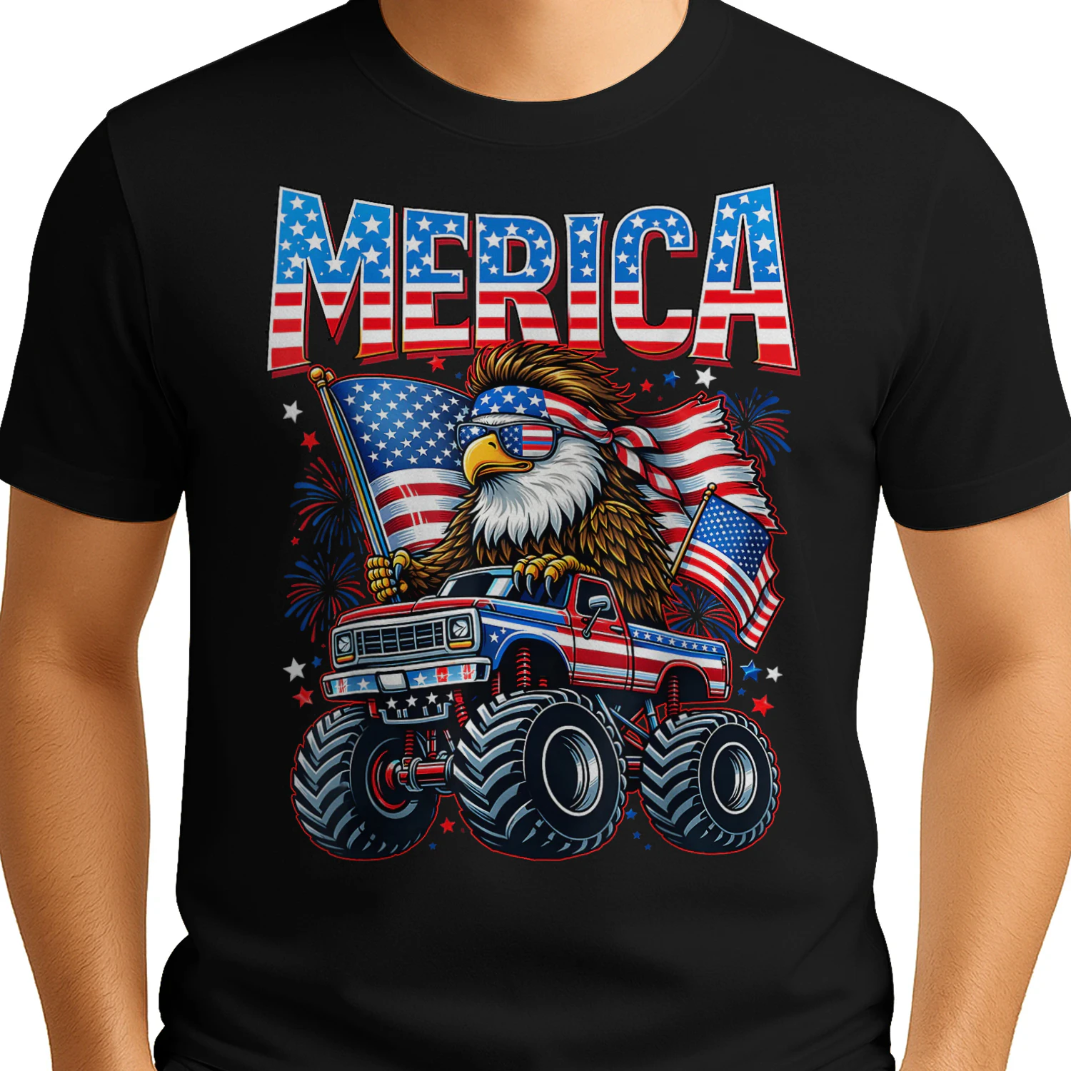 4th of July Merica Eagle Monster Truck Patriotic Men Boy Kid