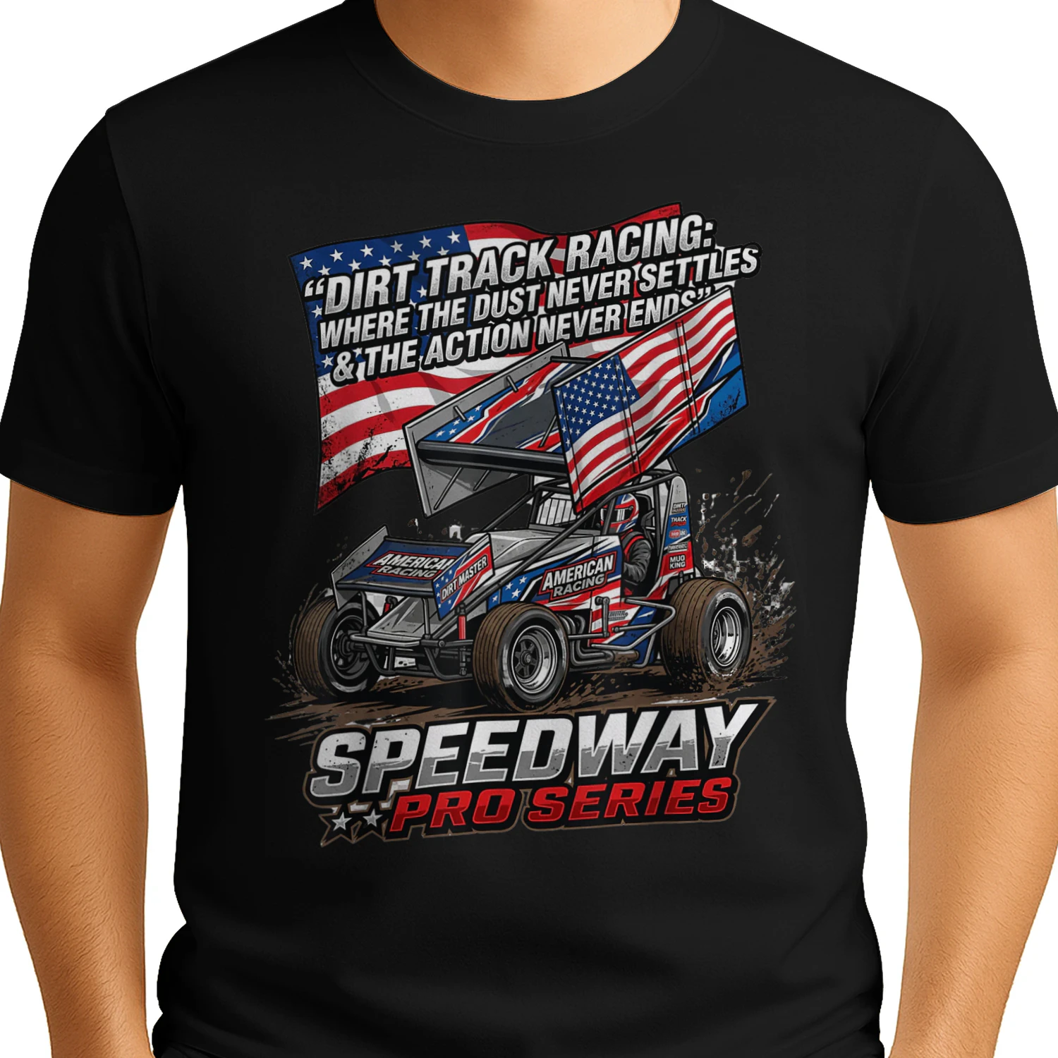 Sprint Car Dirt Track Racing Quote American Flag