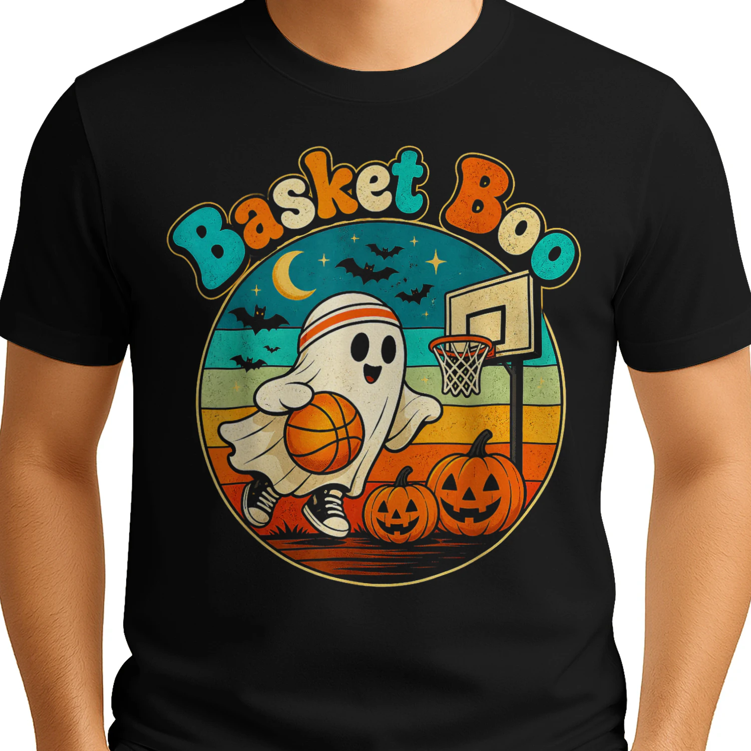 Basketball Boo Halloween Spooky Basketball Retro