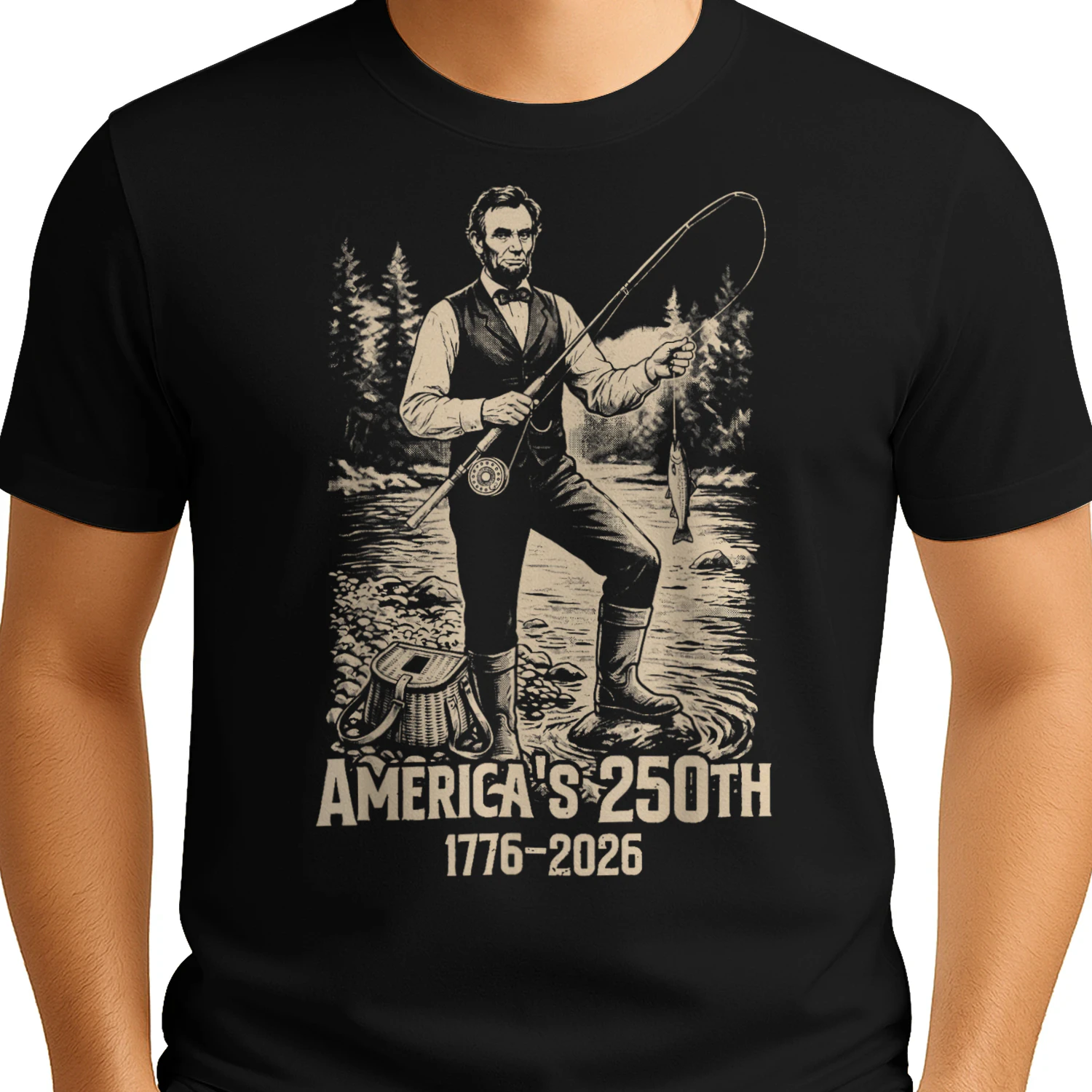 Abraham Lincoln Fishing Funny Retro Vintage Fisherman Meme