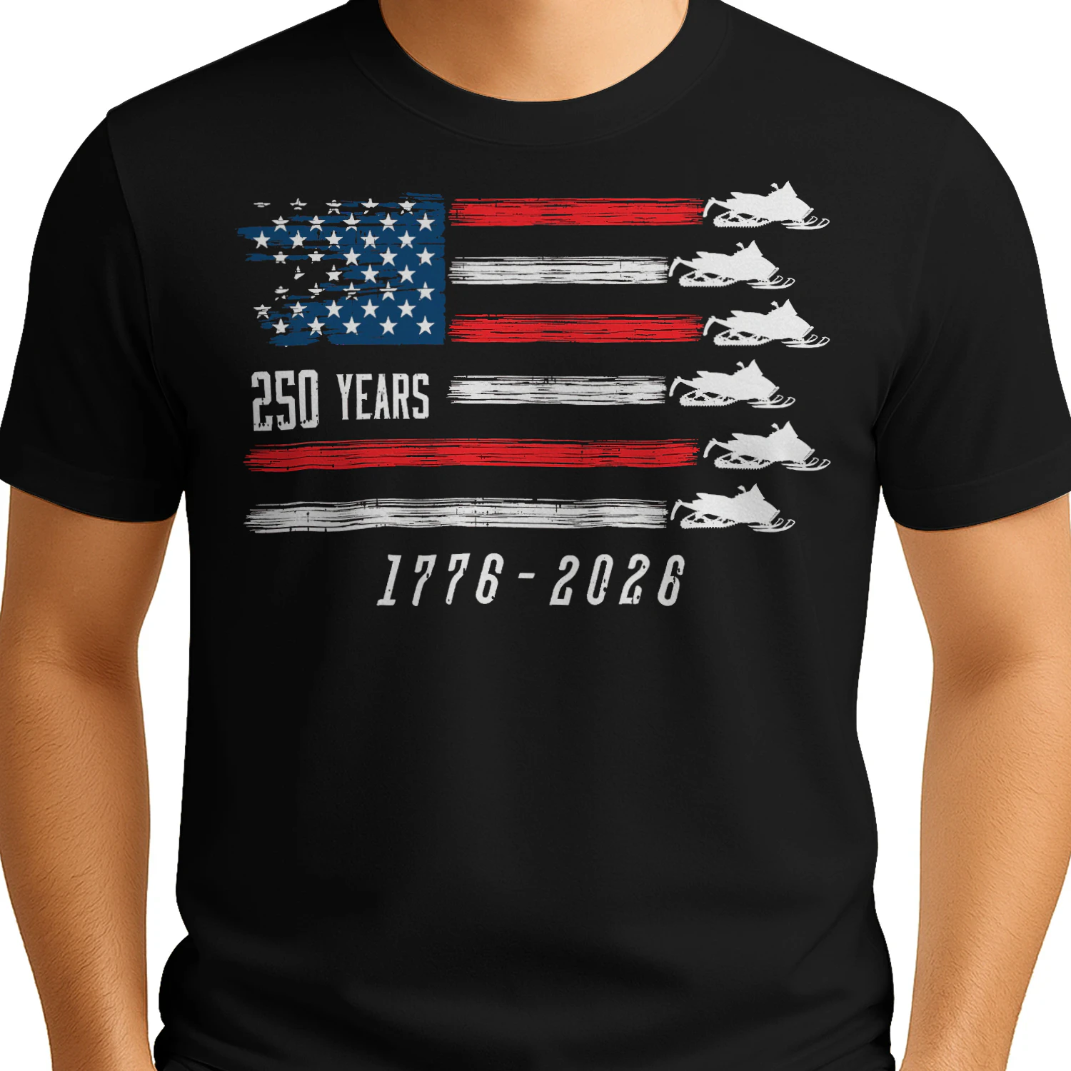 Snowmobile Sled US Flag 250 Years