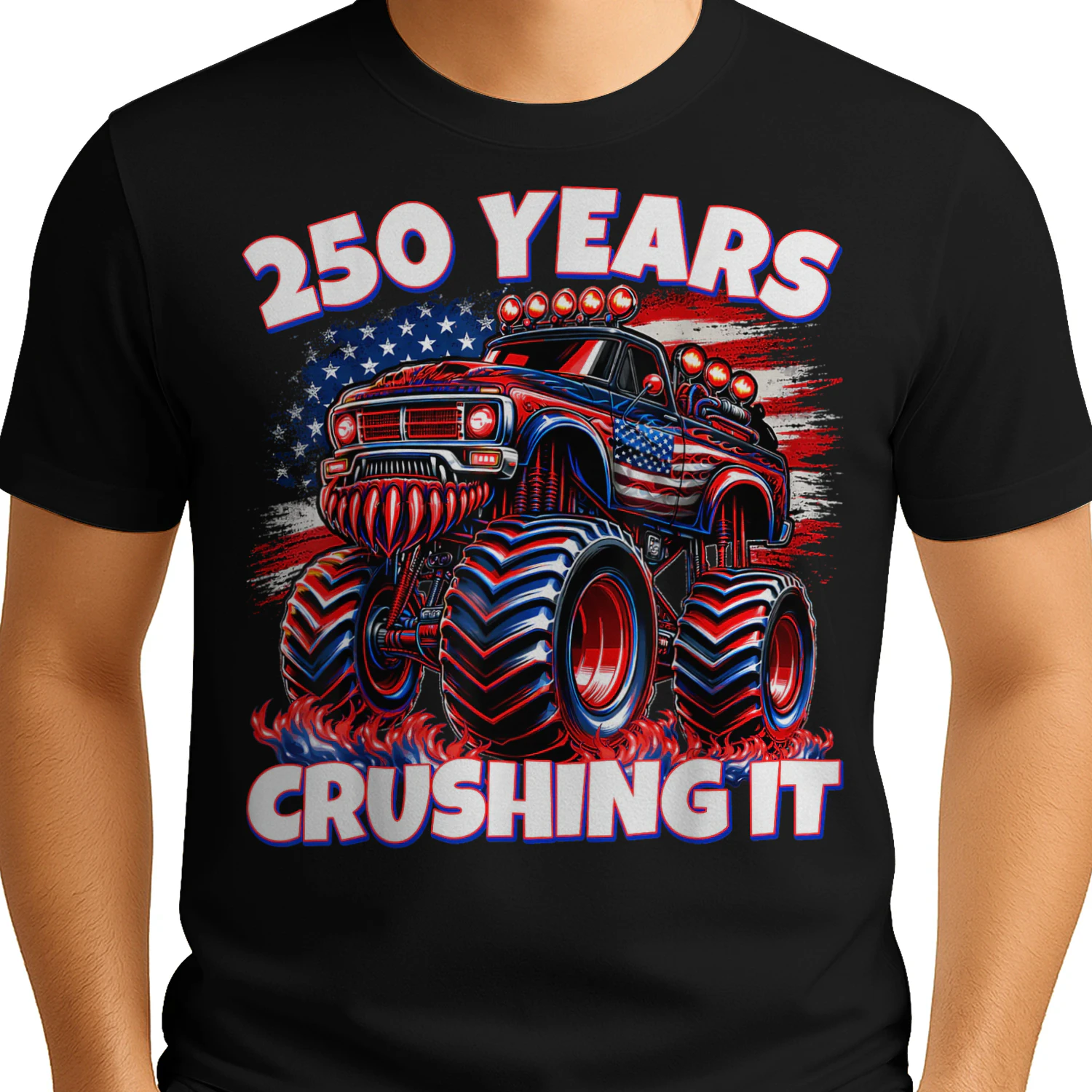 Kids 4th of July Monster Truck 250 Years Patriotic Boys