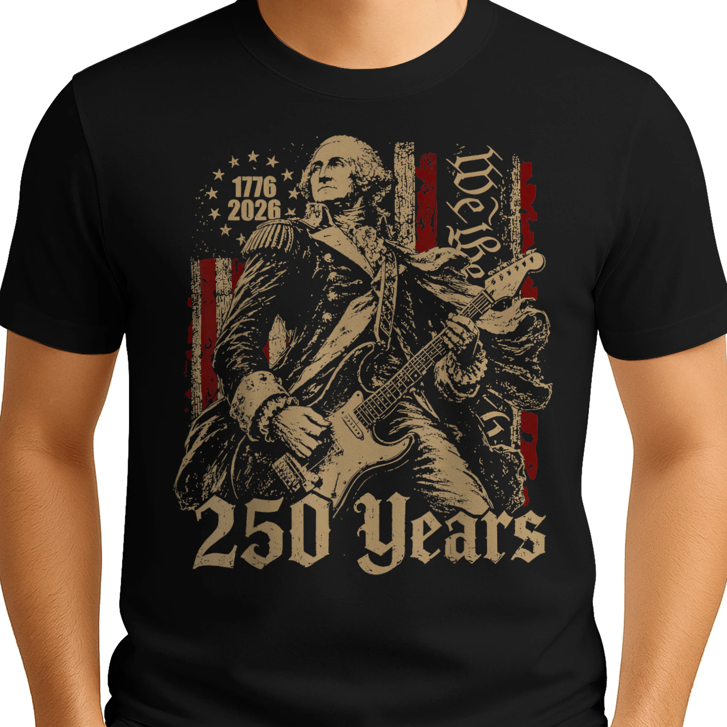 Vintage George Washington Playing Guitar 250 Years America