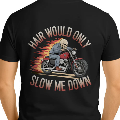 Funny Graphic Motorcycle Rider Bald Biker Skull