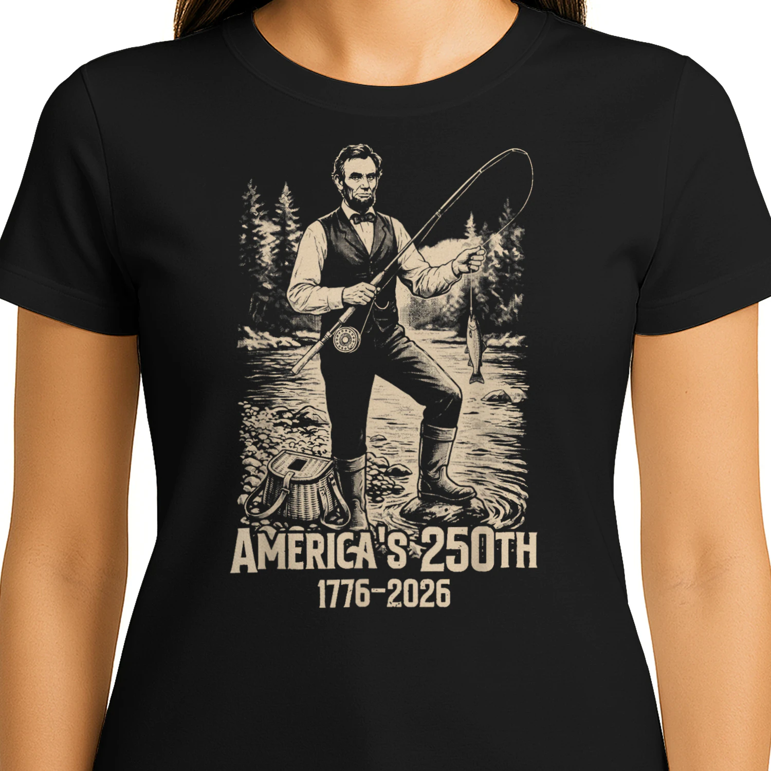 Abraham Lincoln Fishing Funny Retro Vintage Fisherman Meme