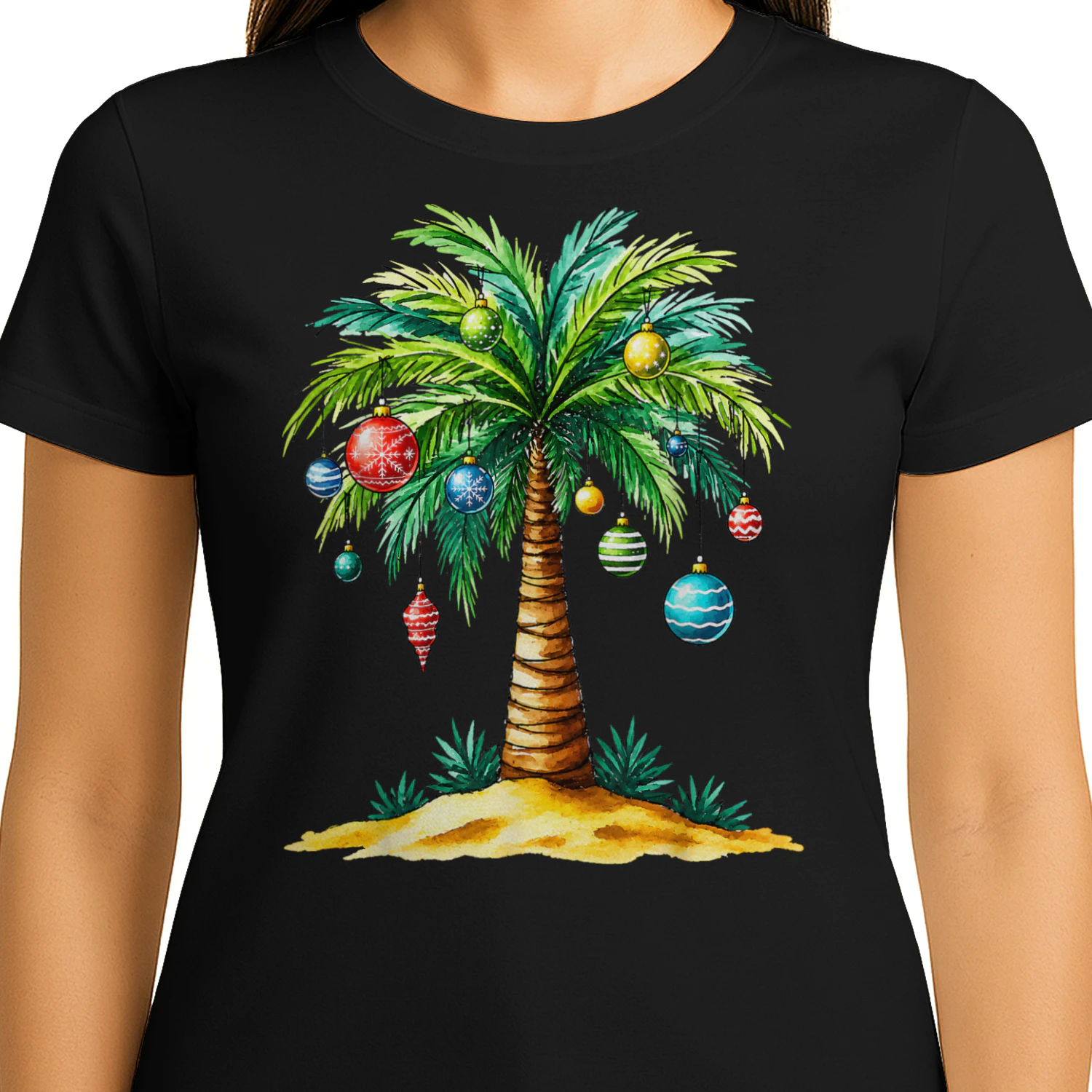 Tropical Christmas Hawaiian Santa Xmas Lights Palm Tree