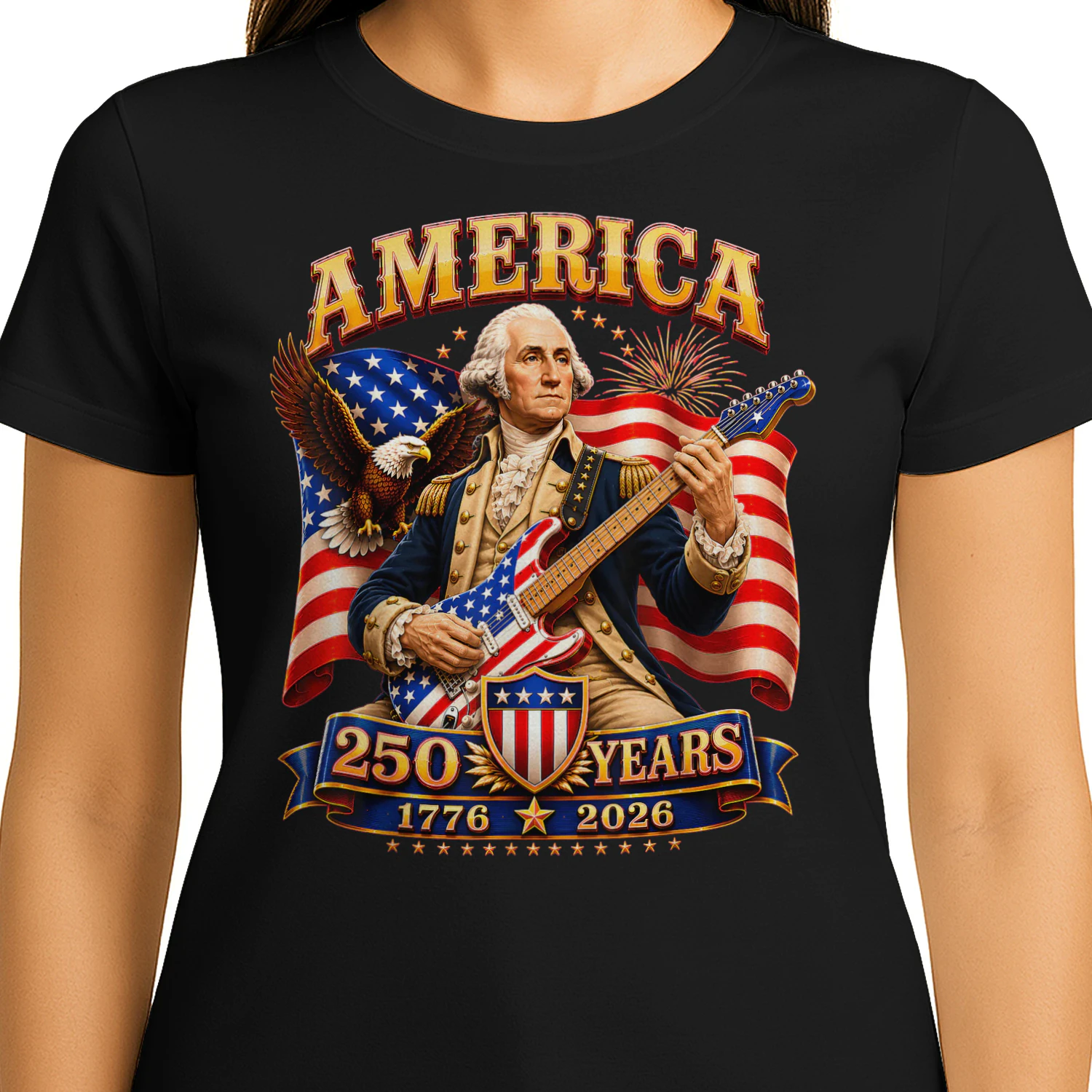 Vintage George Washington Playing Guitar 250 Years America