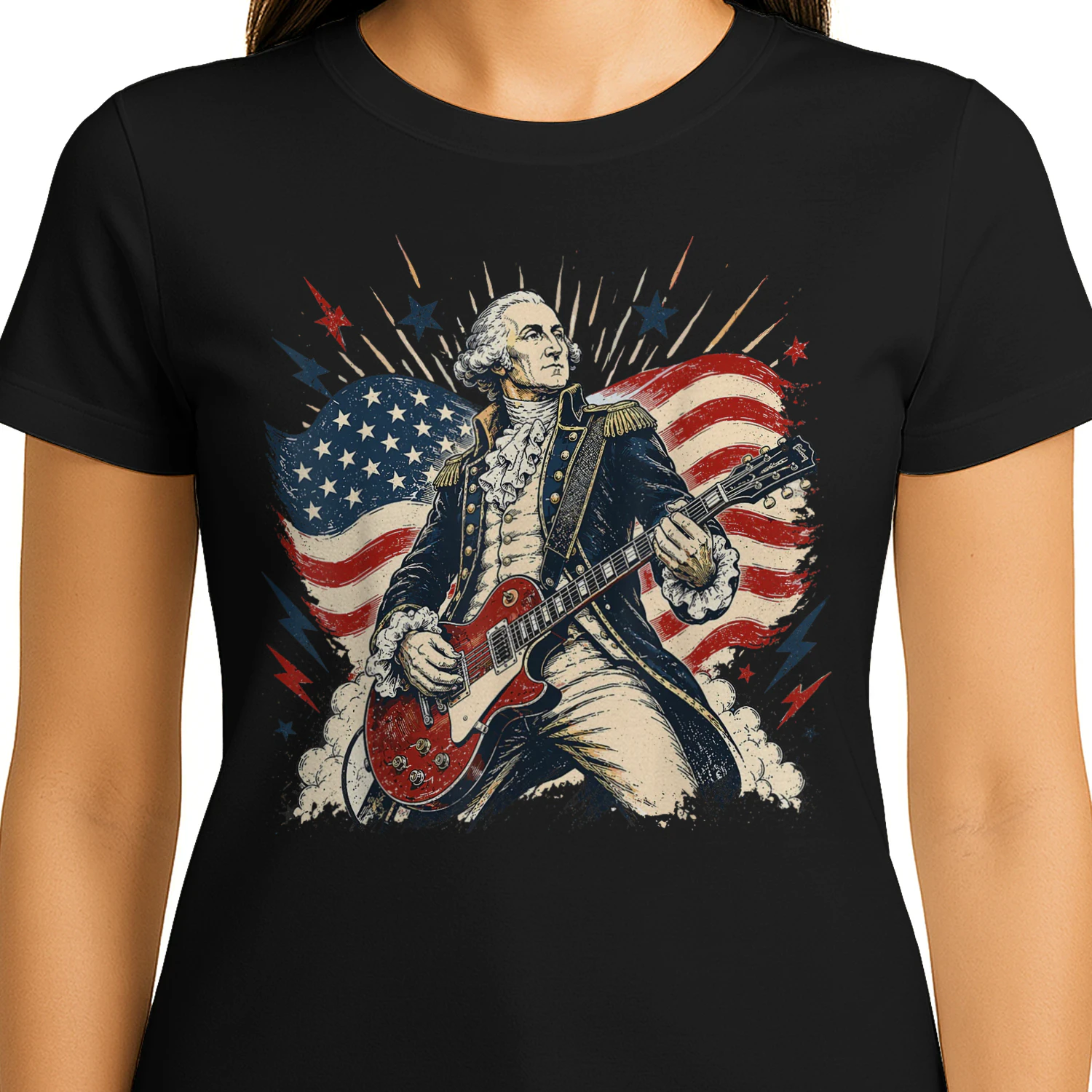 George Washington Playing Guitar 4th July 250th Anniversary