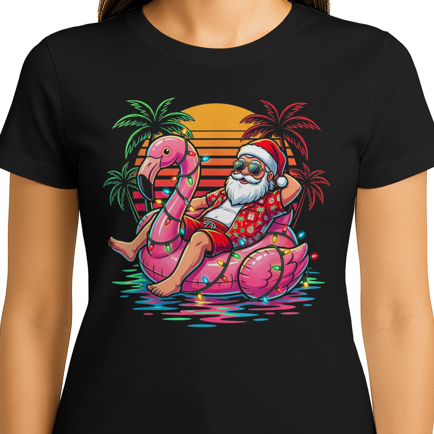 Christmas in July Santa Flamingo Float Summer
