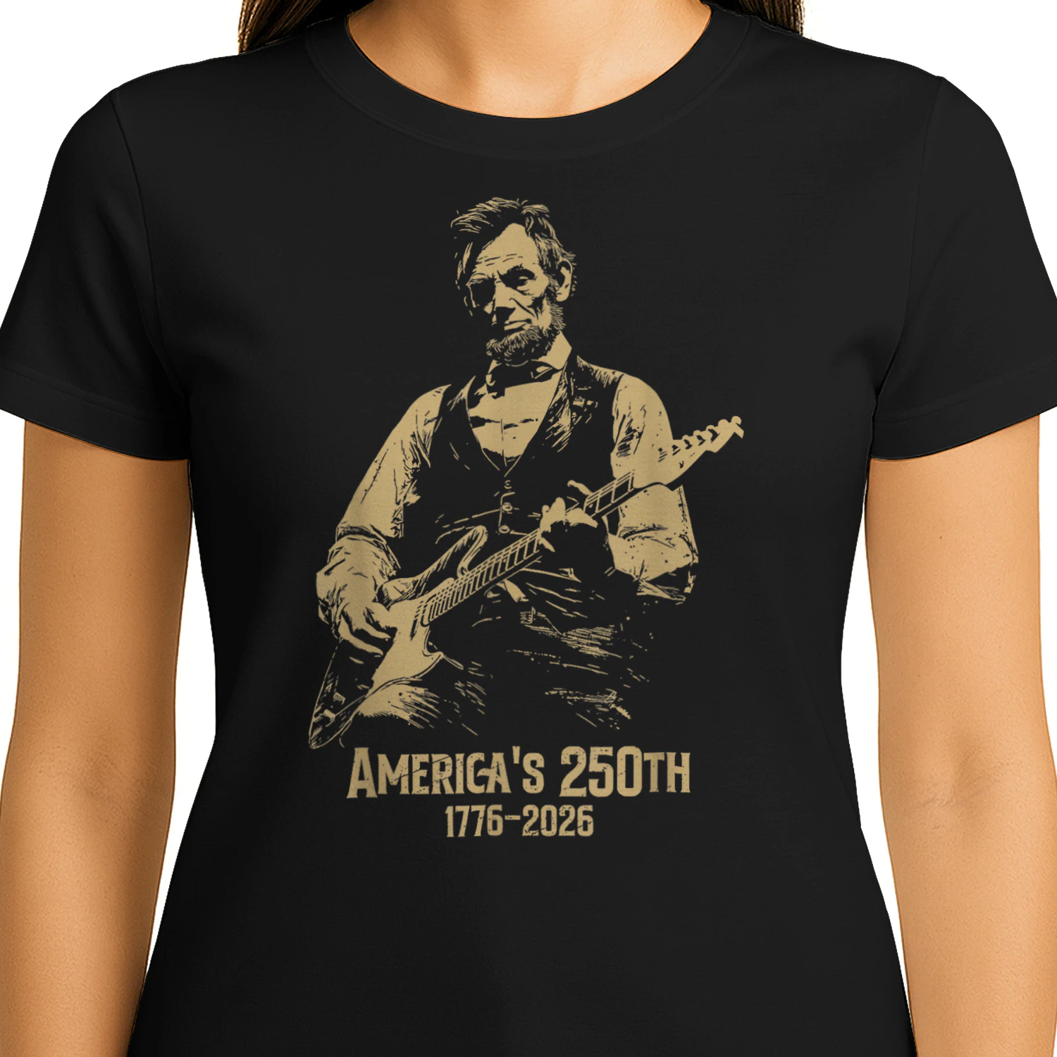 America's 250th Abraham Lincoln Playing Guitar Retro Vintage