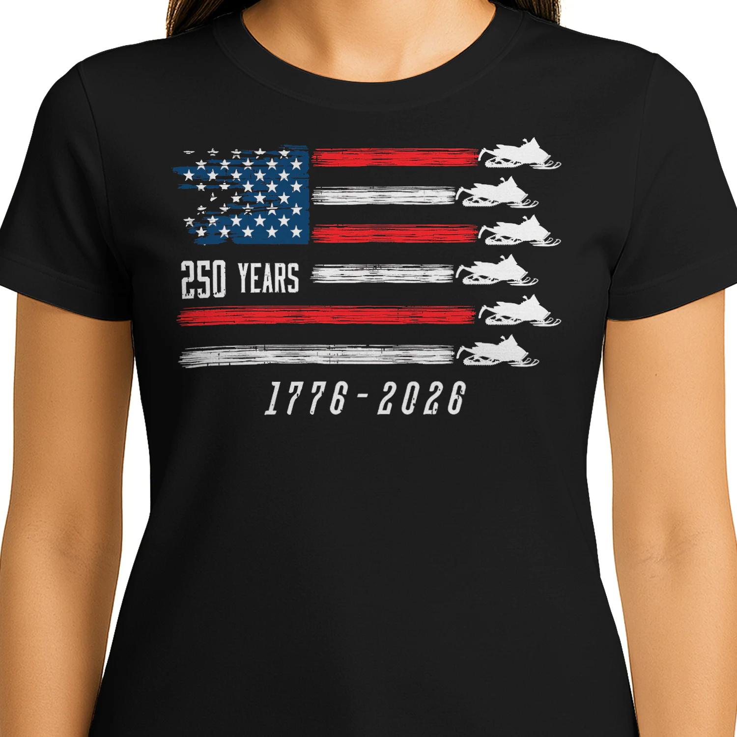 Snowmobile Sled US Flag 250 Years